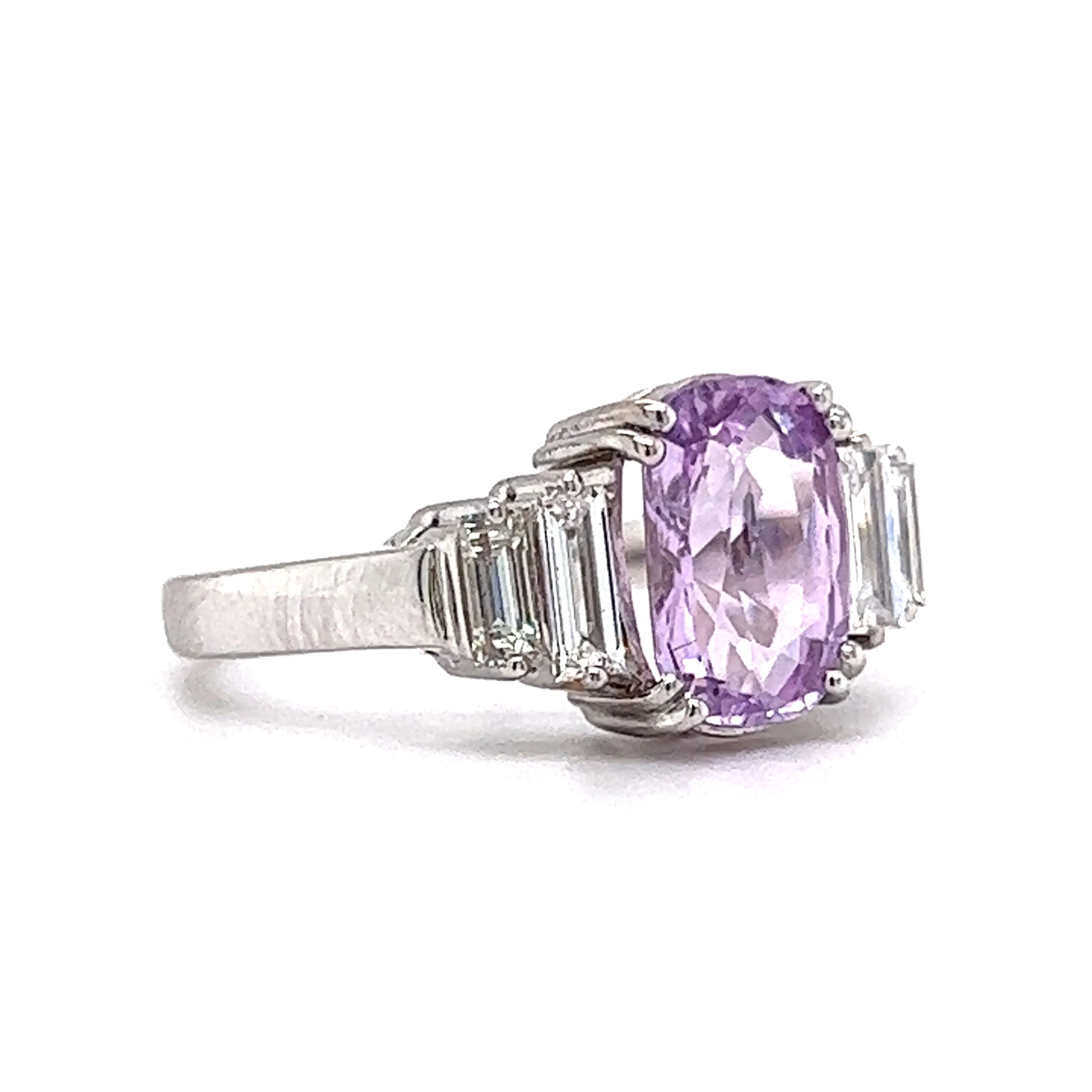 2.40 Pink Purple Sapphire & Diamond Engagement Ring in 18k White Gold - Image 3