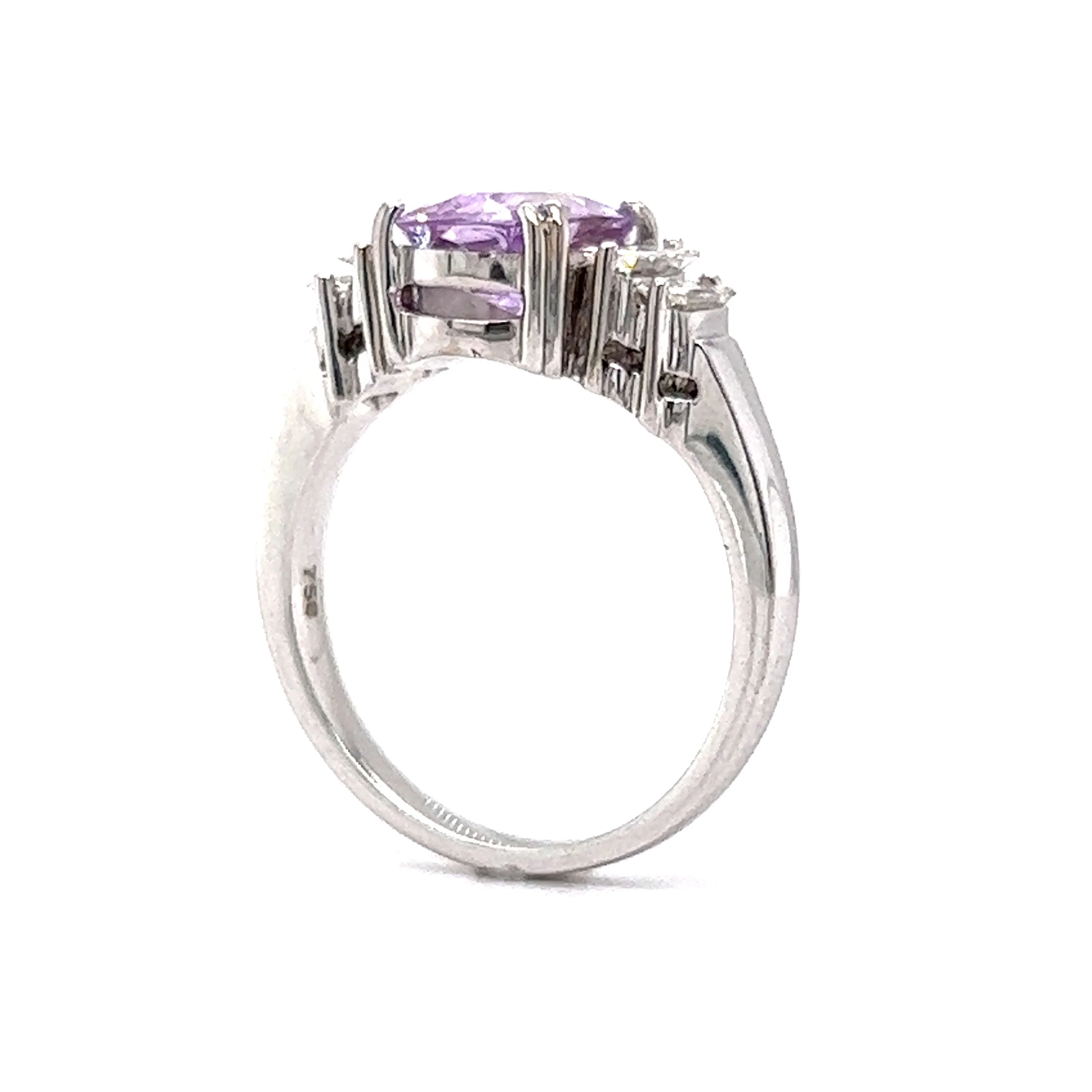 2.40 Pink Purple Sapphire & Diamond Engagement Ring in 18k White Gold - Image 5