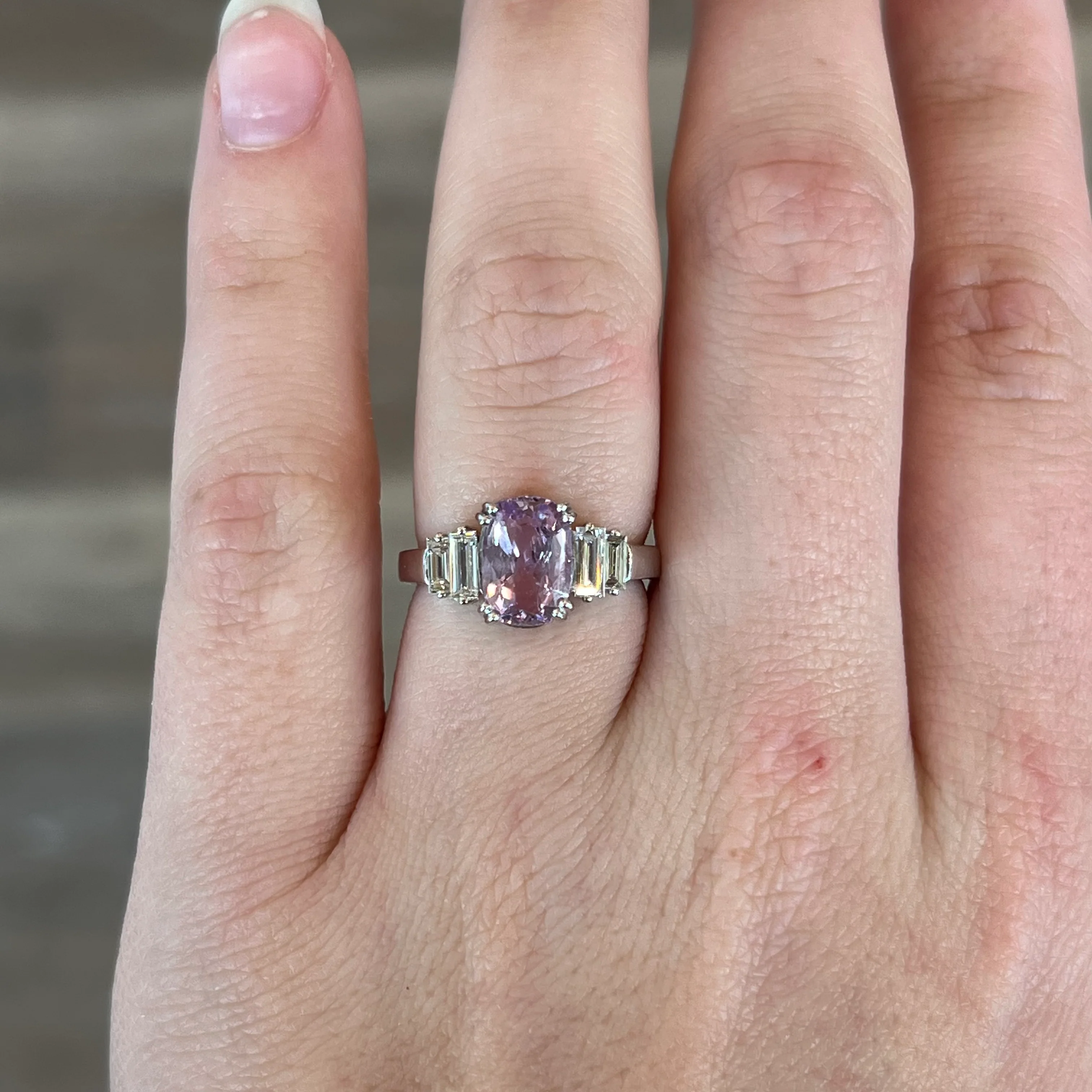 2.40 Pink Purple Sapphire & Diamond Engagement Ring in 18k White Gold - Image 6