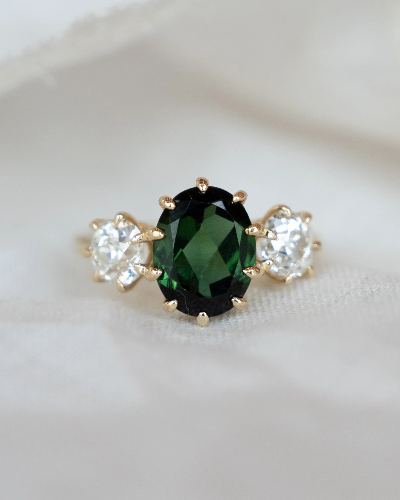 2.40 Tourmaline Three Stone Engagement Ring 14k - Image 6