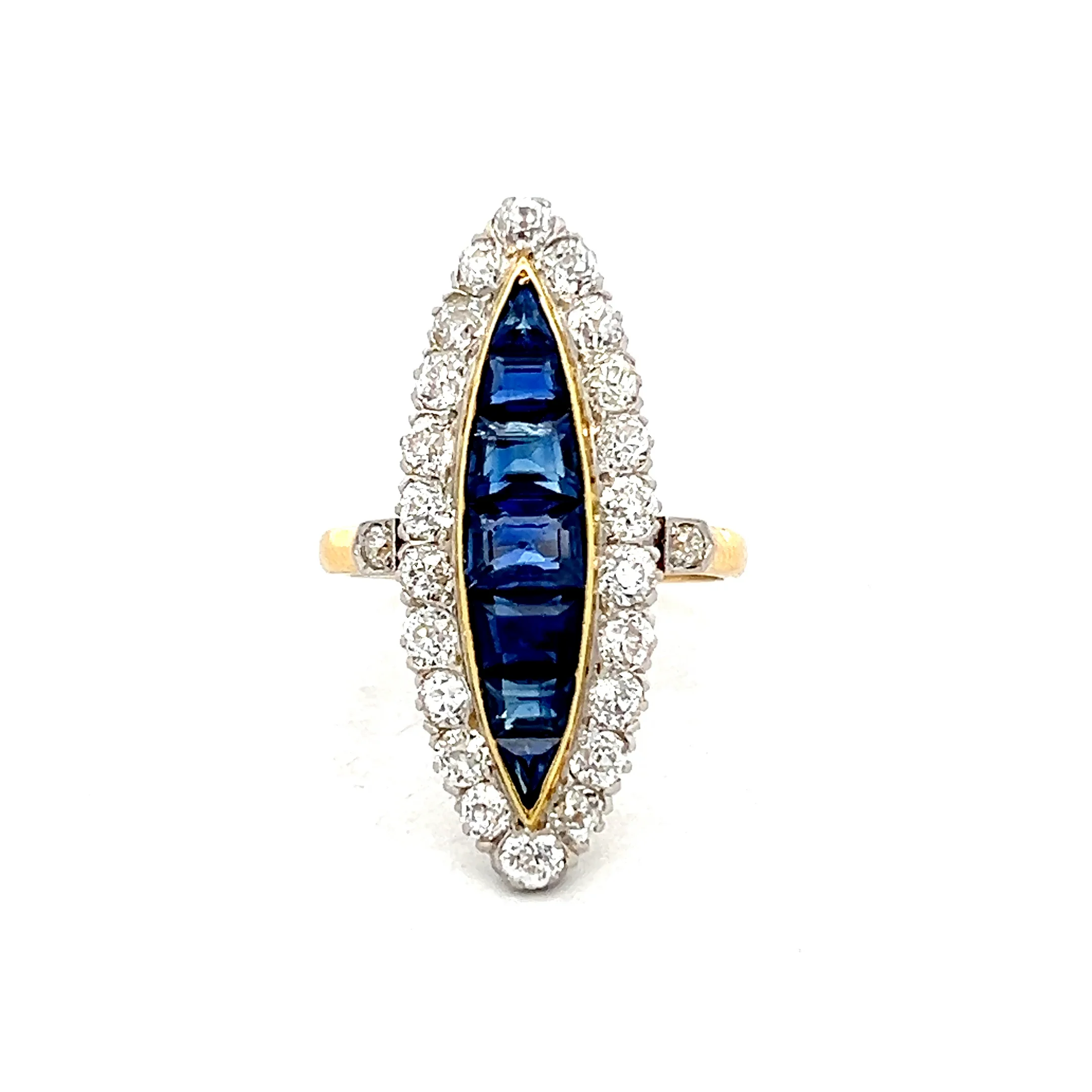 2.40 Victorian Navette Cocktail Ring in 14k Yellow Gold