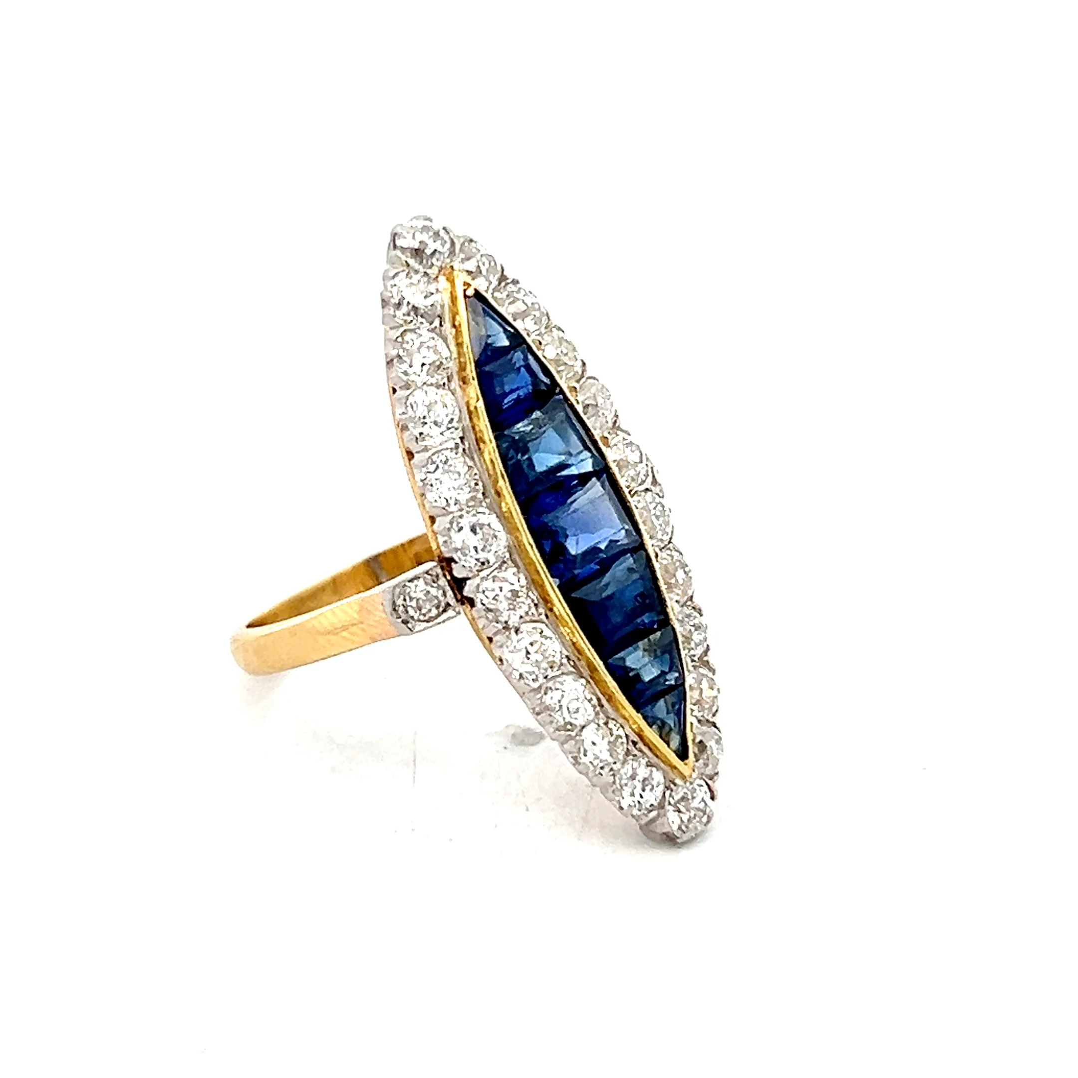 2.40 Victorian Navette Cocktail Ring in 14k Yellow Gold - Image 3