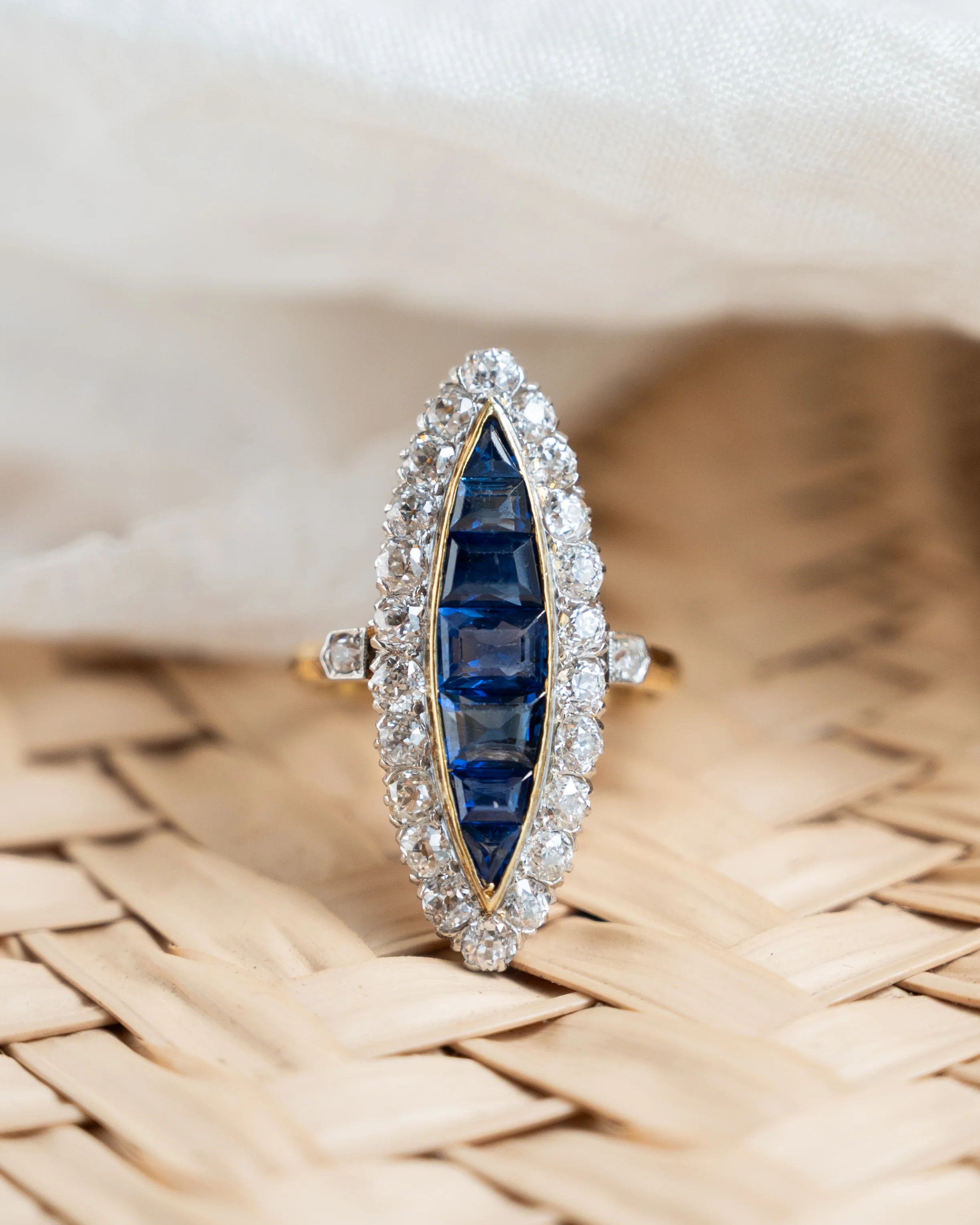 2.40 Victorian Navette Cocktail Ring in 14k Yellow Gold - Image 6