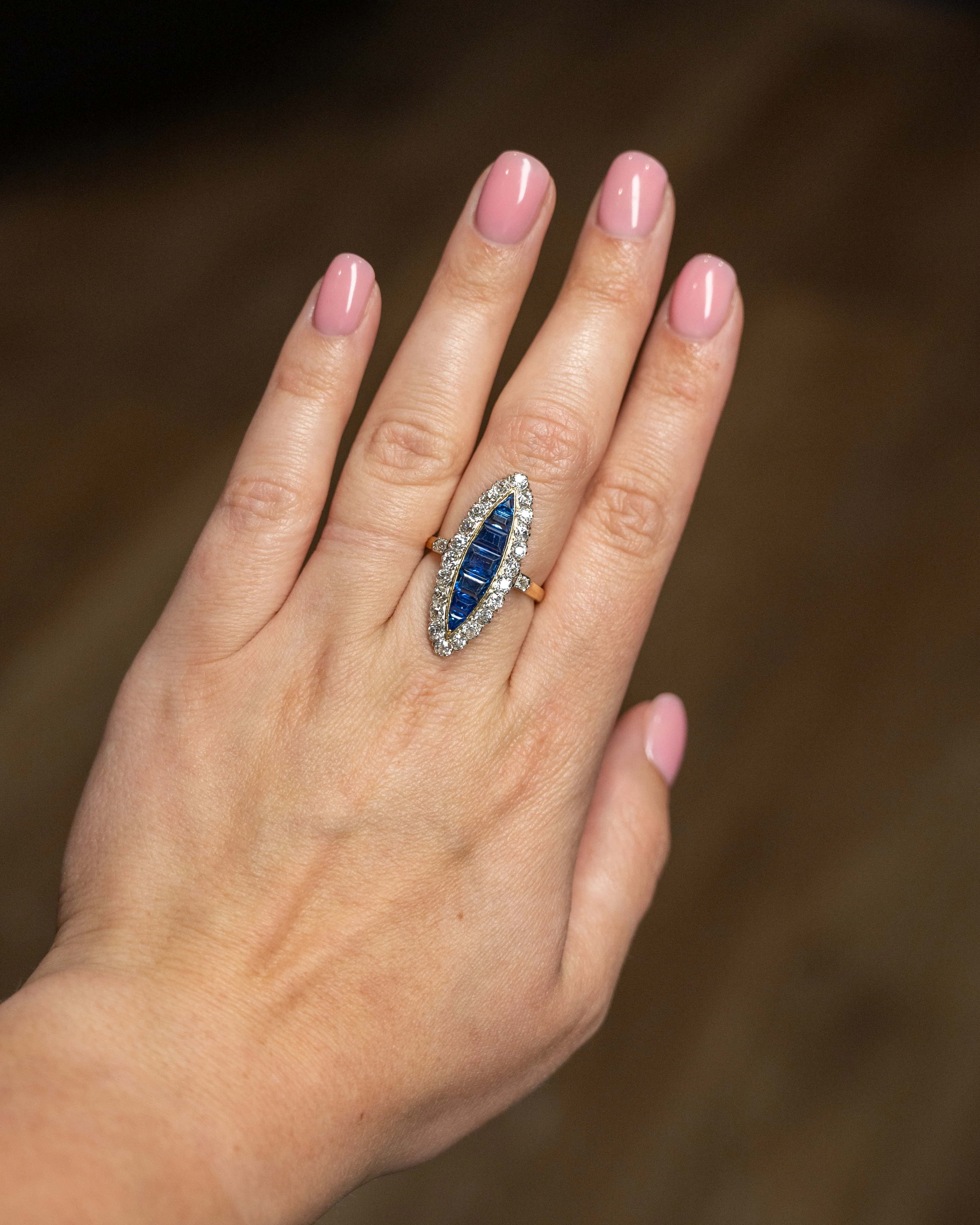 2.40 Victorian Navette Cocktail Ring in 14k Yellow Gold - Image 7