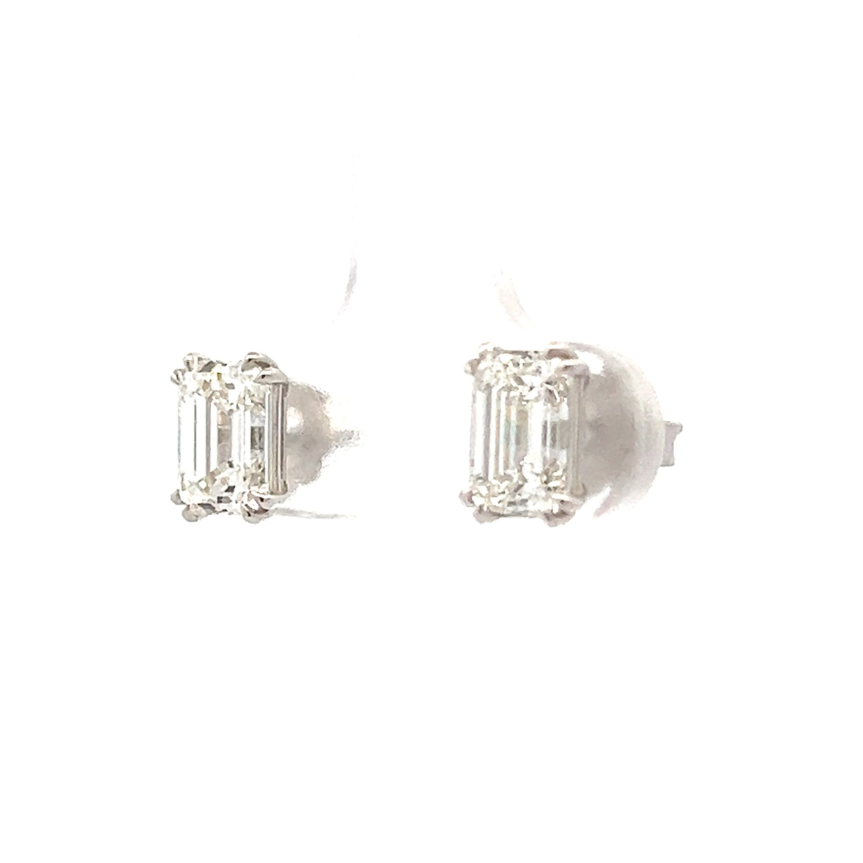 2.42 Emerald Cut Diamond Stud Earrings in 18k - Image 2