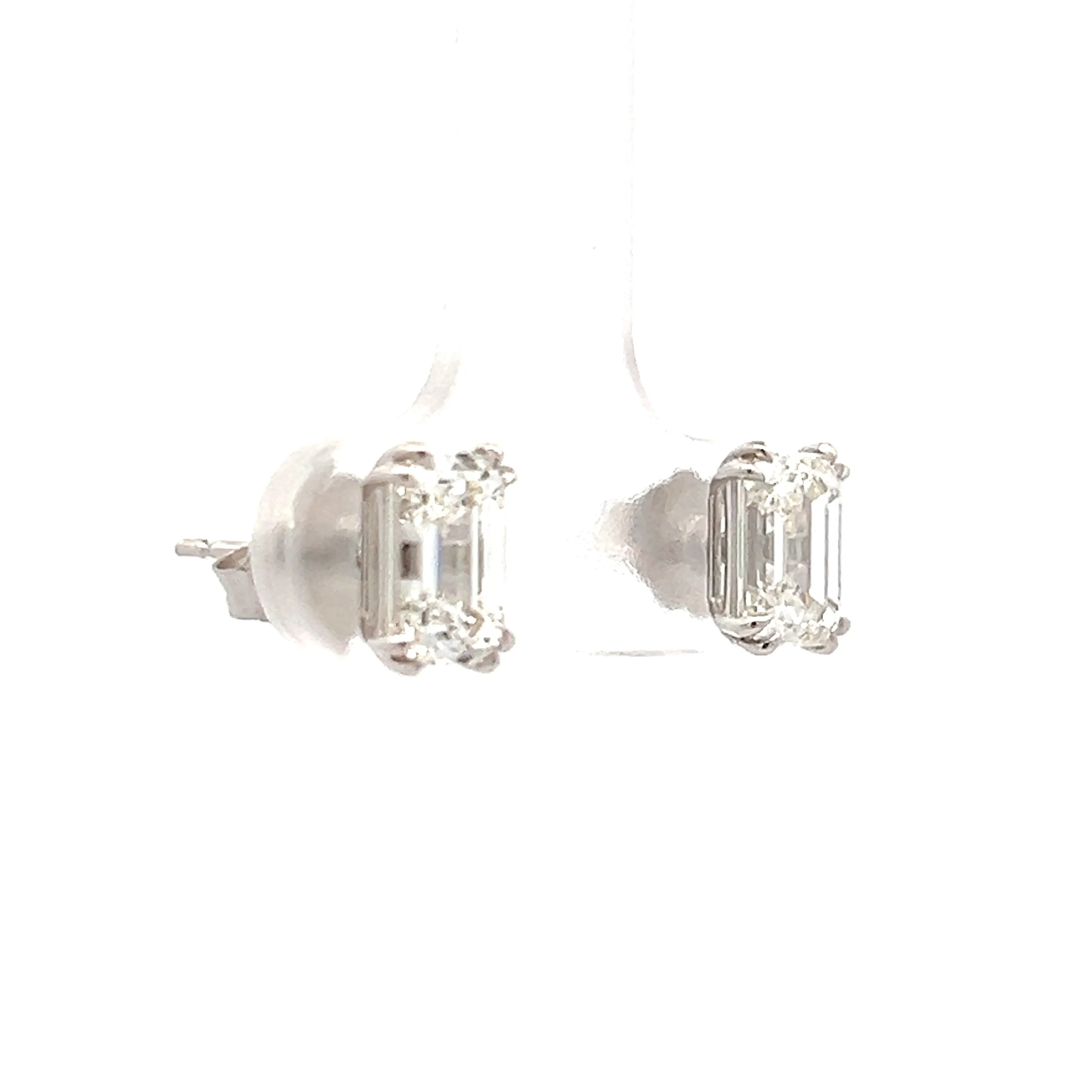 2.42 Emerald Cut Diamond Stud Earrings in 18k - Image 3