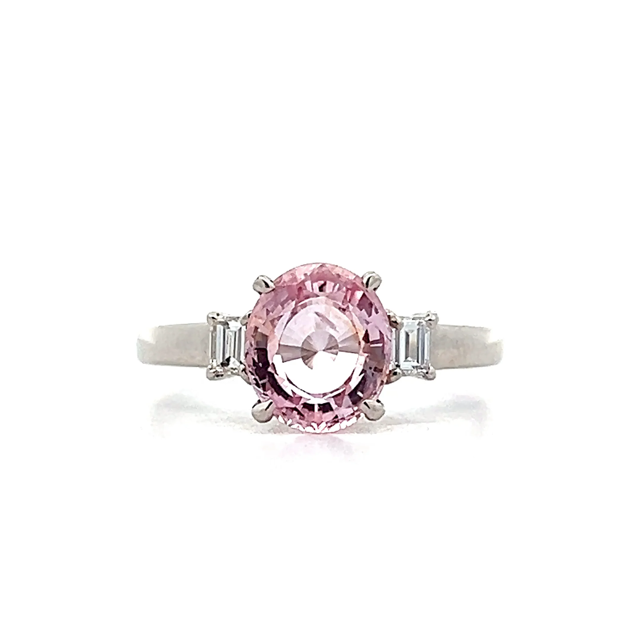 2.42 Oval Pink Sapphire Engagement Ring in Platinum