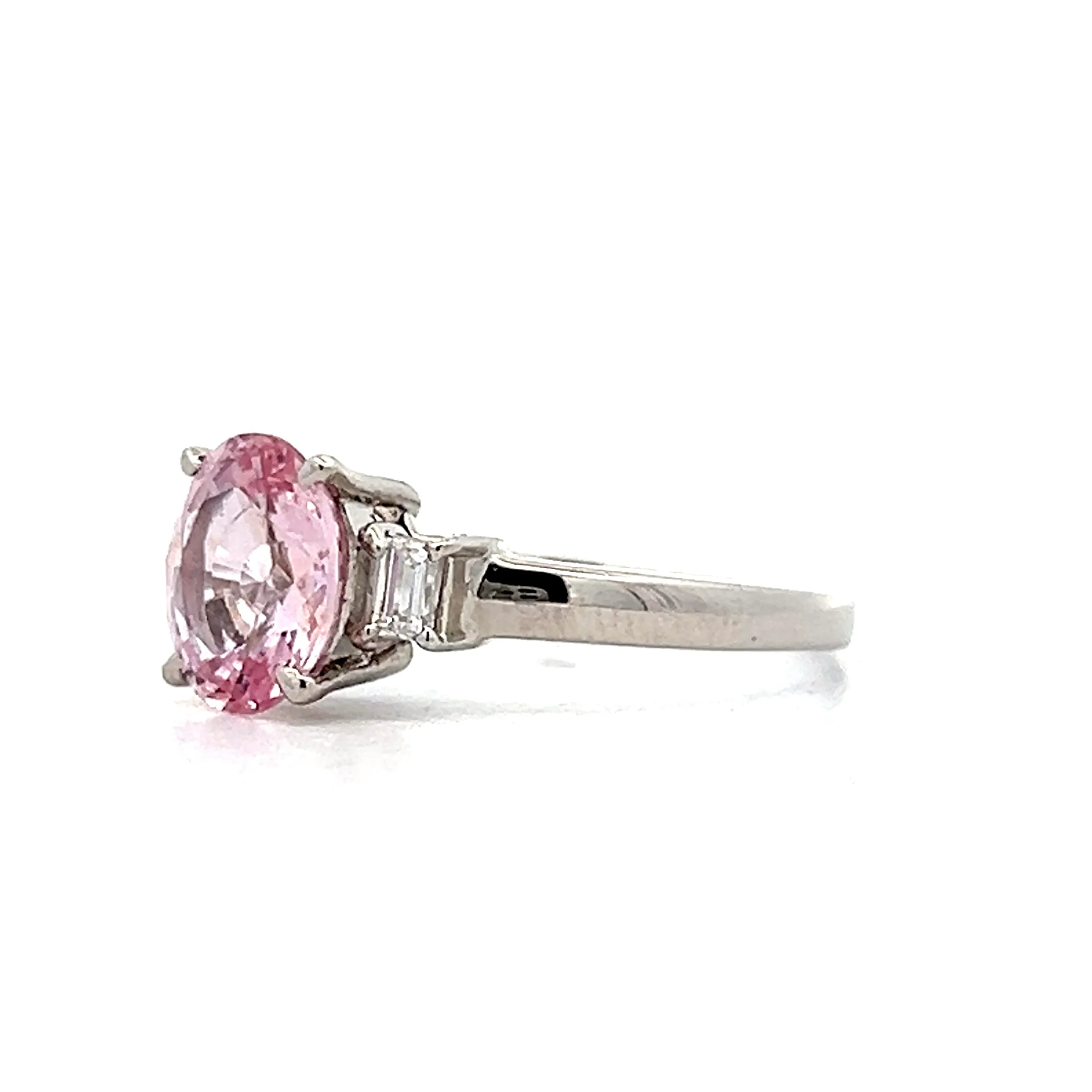 2.42 Oval Pink Sapphire Engagement Ring in Platinum - Image 2
