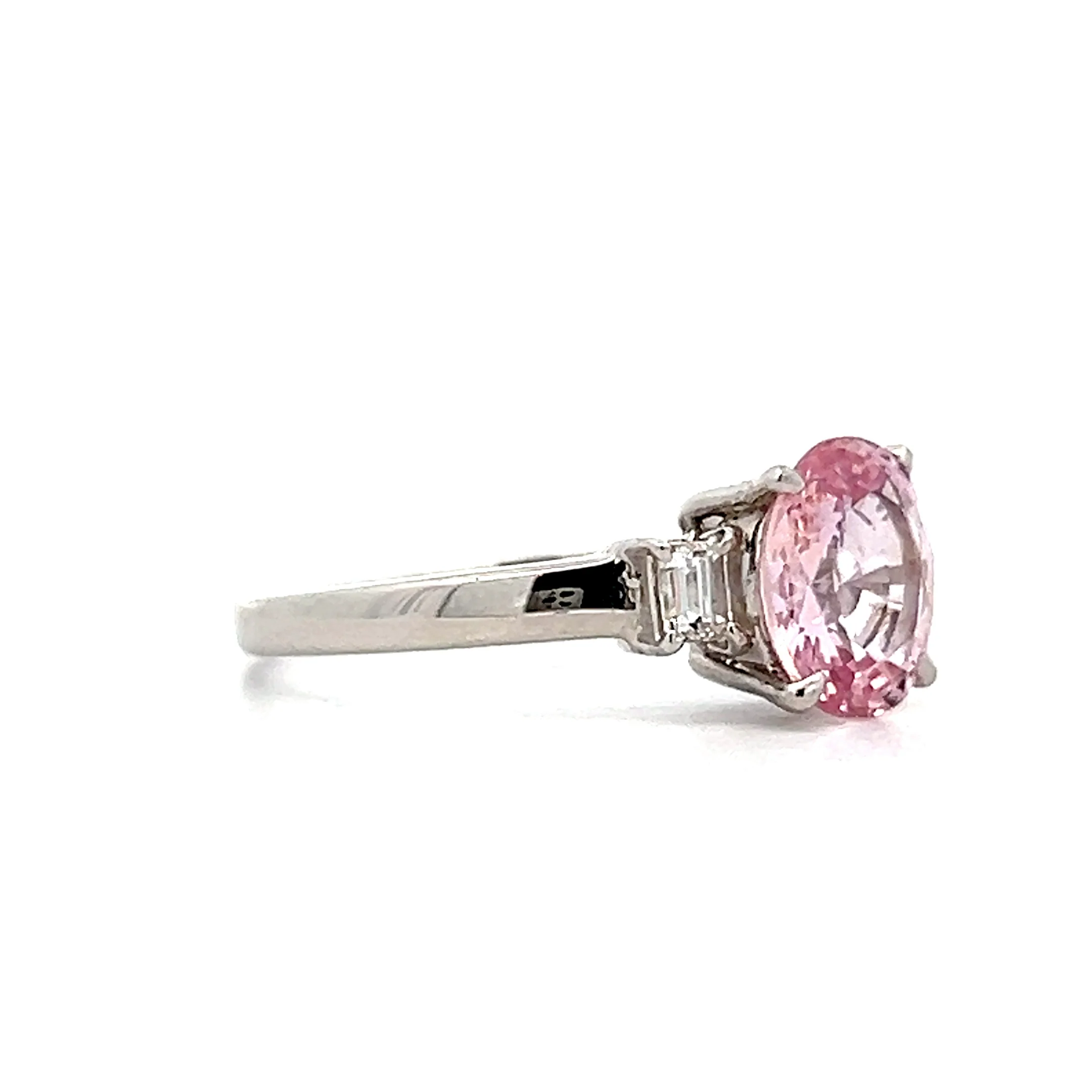 2.42 Oval Pink Sapphire Engagement Ring in Platinum - Image 3