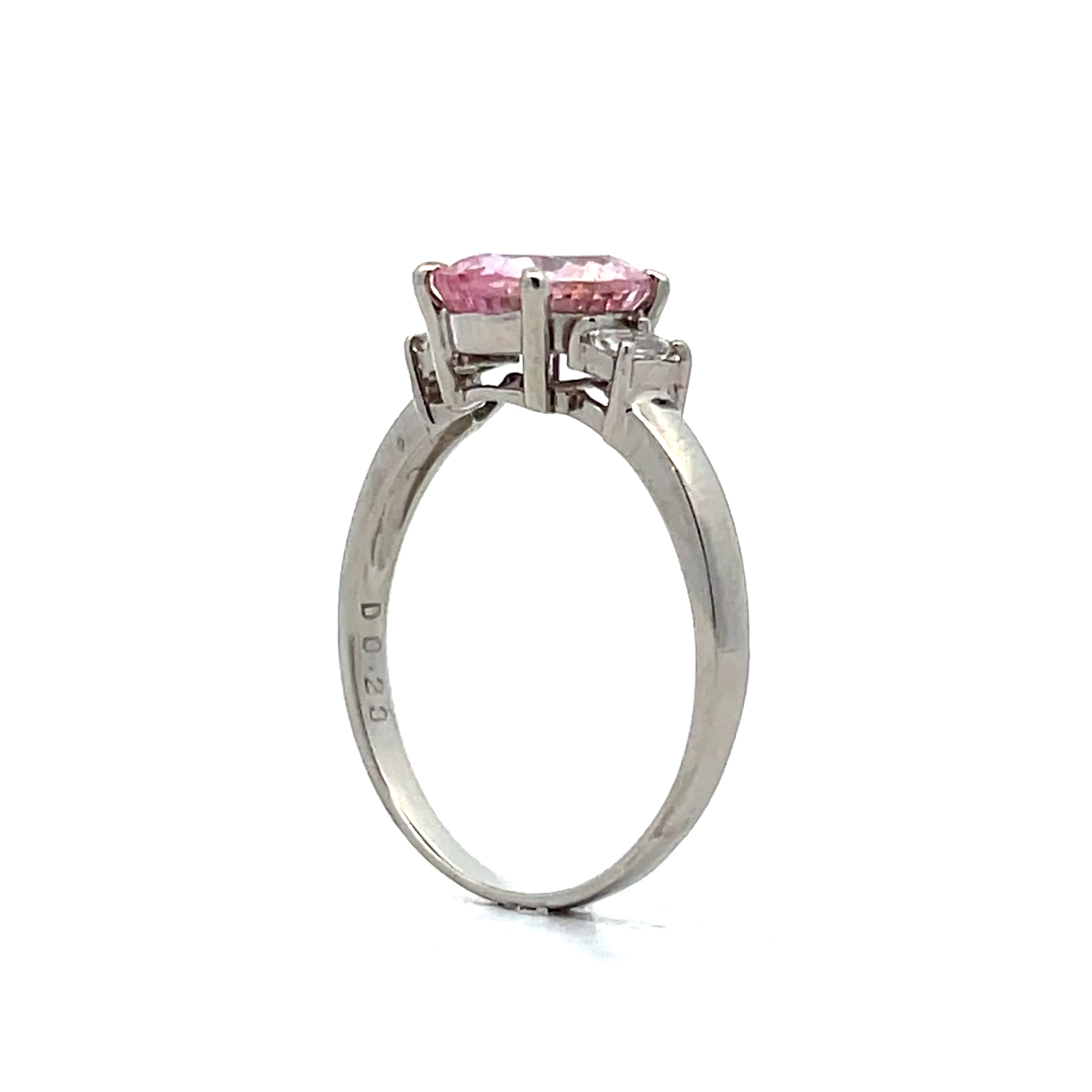2.42 Oval Pink Sapphire Engagement Ring in Platinum - Image 5