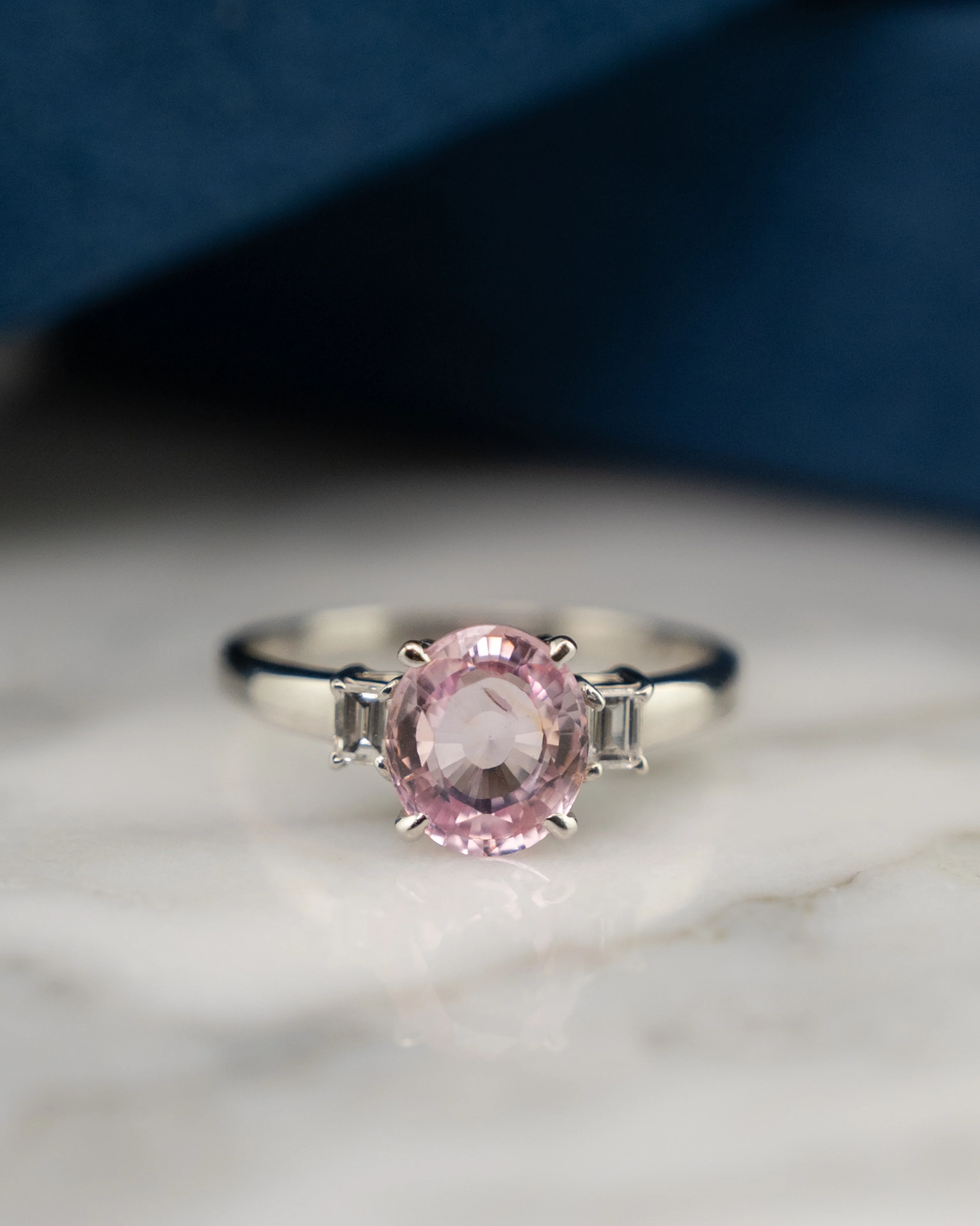2.42 Oval Pink Sapphire Engagement Ring in Platinum - Image 6