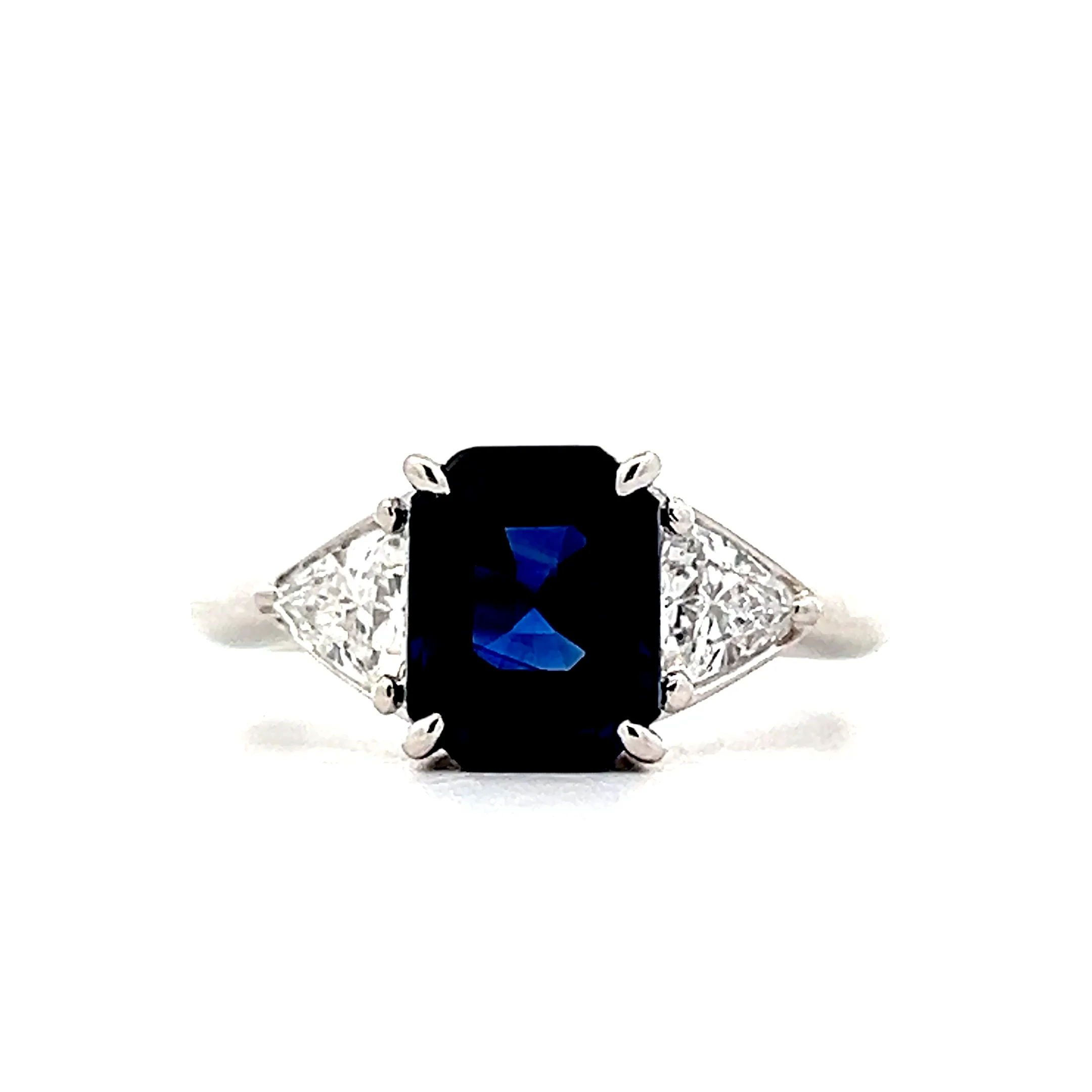 2.43 Emerald Cut Sapphire Engagement Ring Platinum