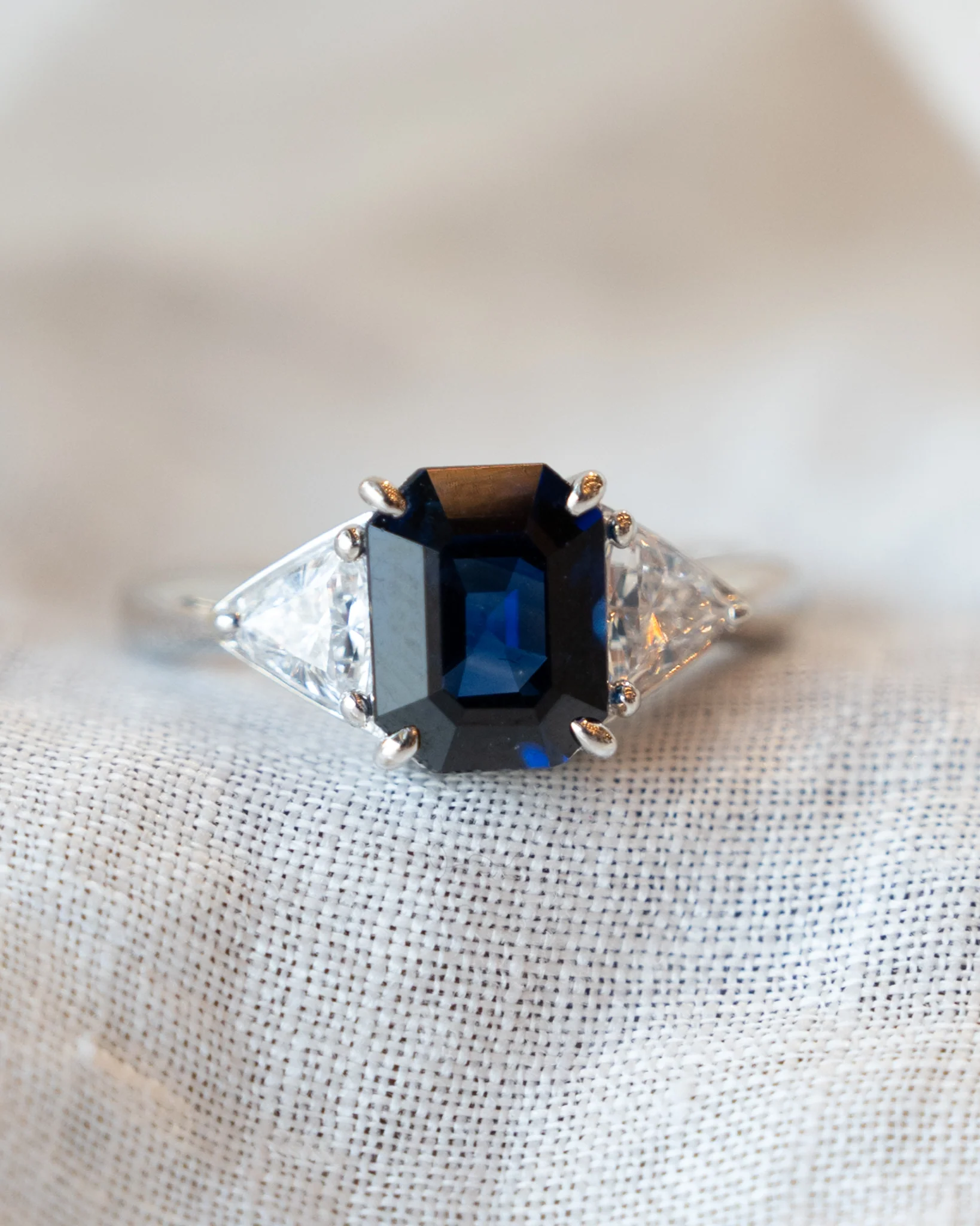 2.43 Emerald Cut Sapphire Engagement Ring Platinum - Image 6