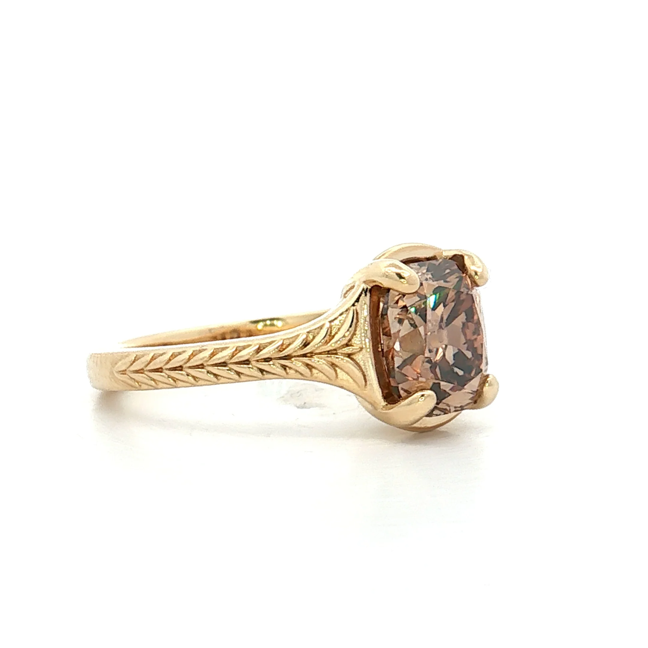 2.43 Old Mine Cushion Diamond Engagement Ring 14k - Image 3