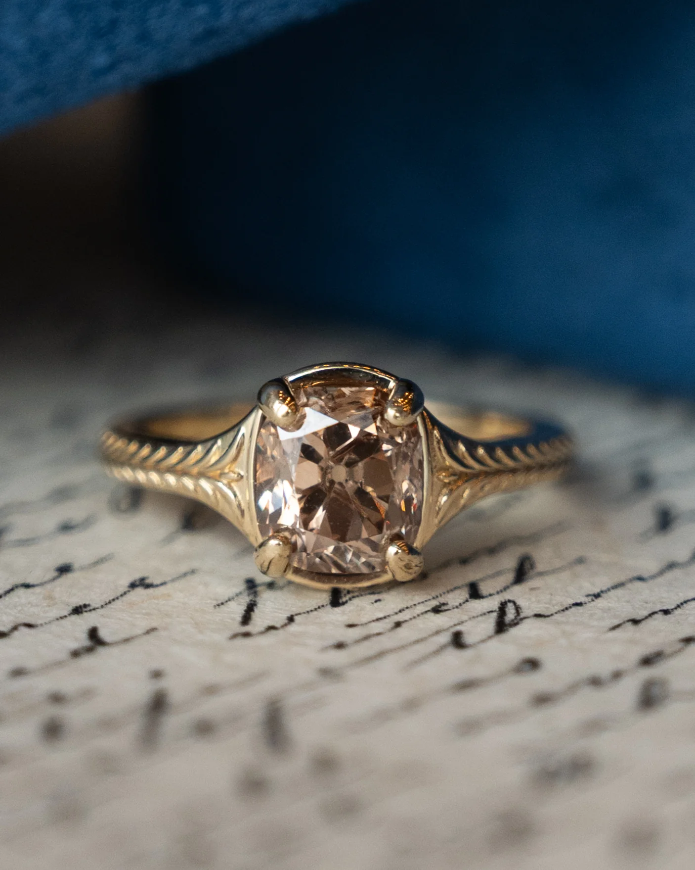 2.43 Old Mine Cushion Diamond Engagement Ring 14k - Image 6