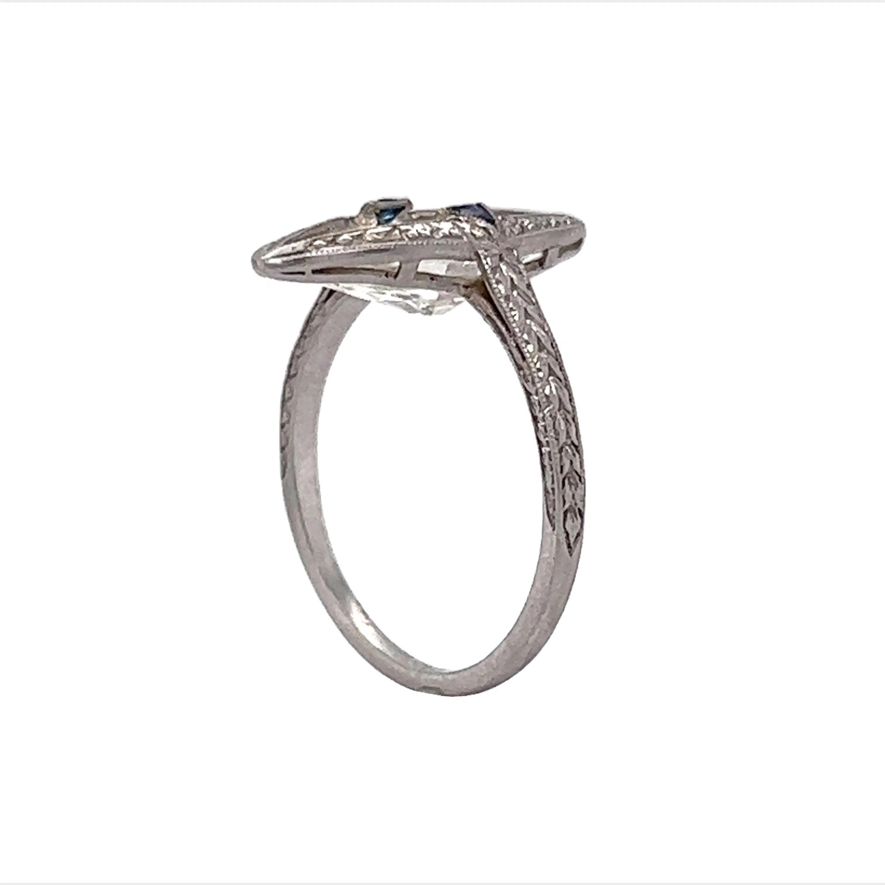 2.44 GIA Marquise Cut Diamond & Sapphire Ring in Platinum - Image 5