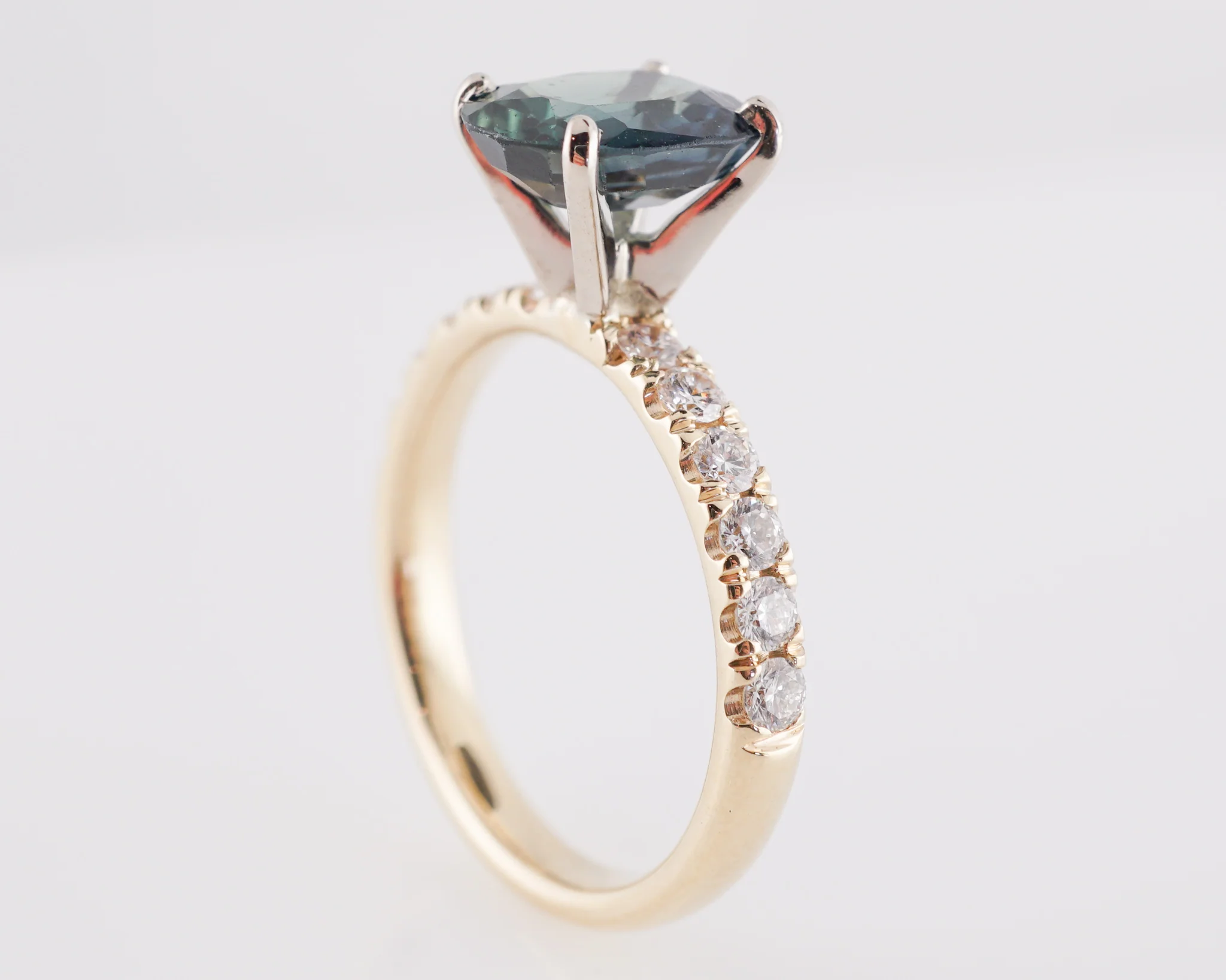 2.44 Oval Green Sapphire Engagement Ring in 14K Yellow Gold - Image 3