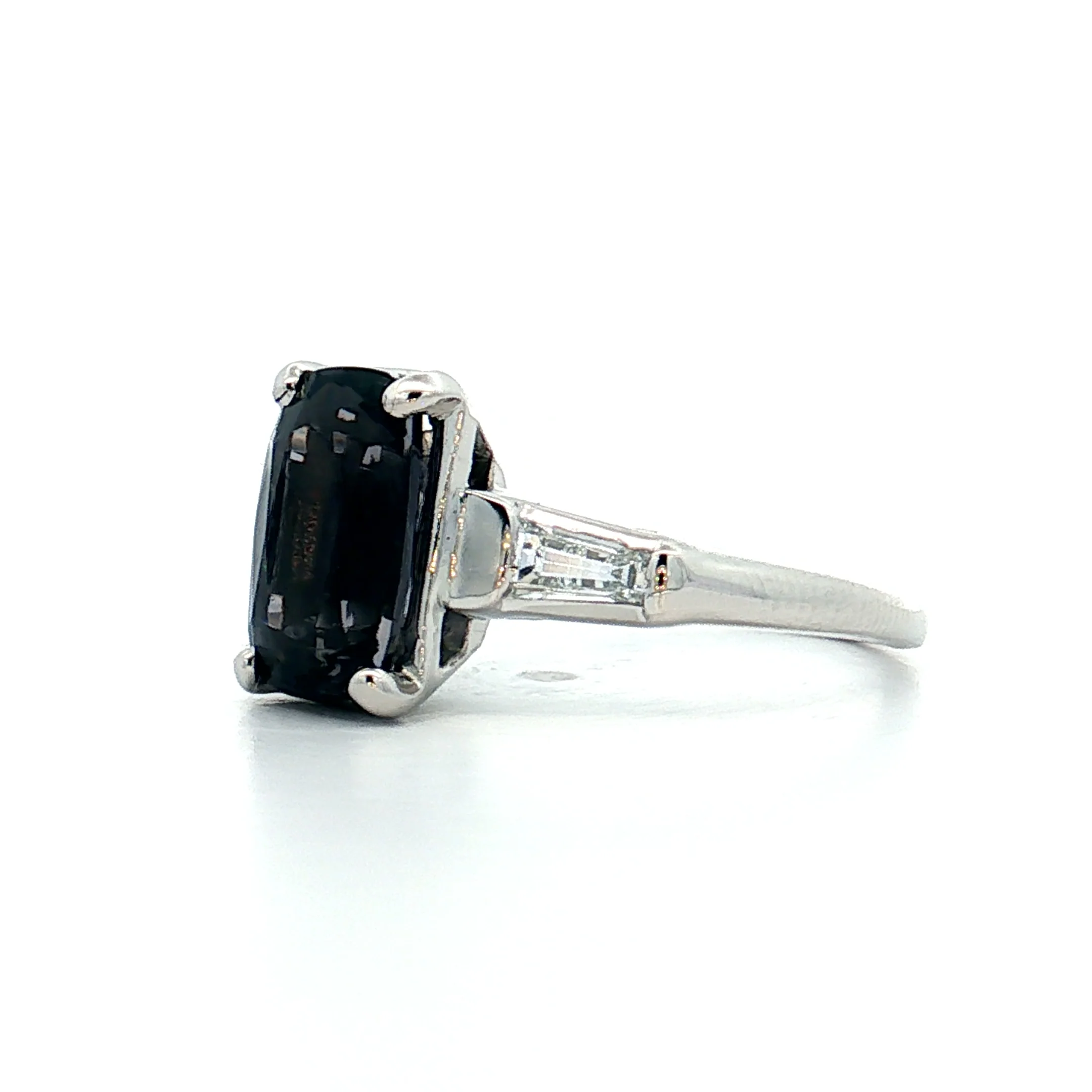 2.45 Vintage Cushion Cut Spinel Engagement Ring Platinum - Image 2