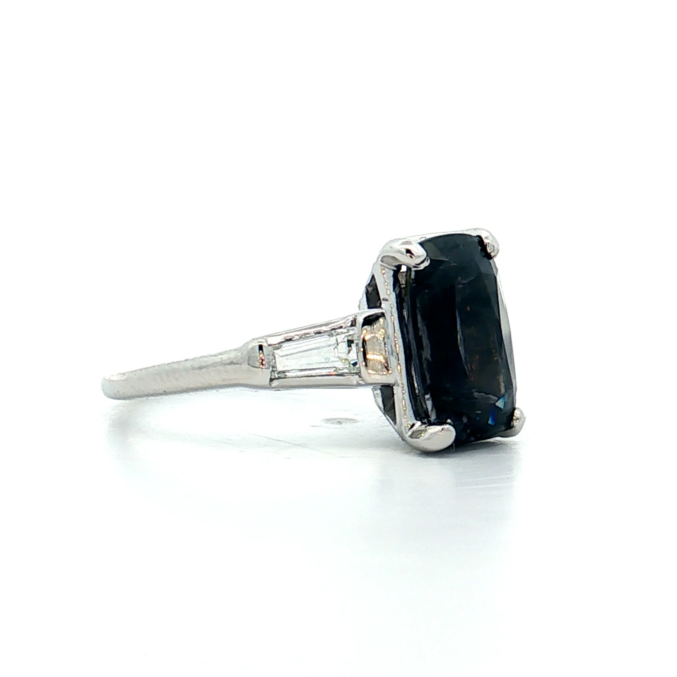 2.45 Vintage Cushion Cut Spinel Engagement Ring Platinum - Image 3