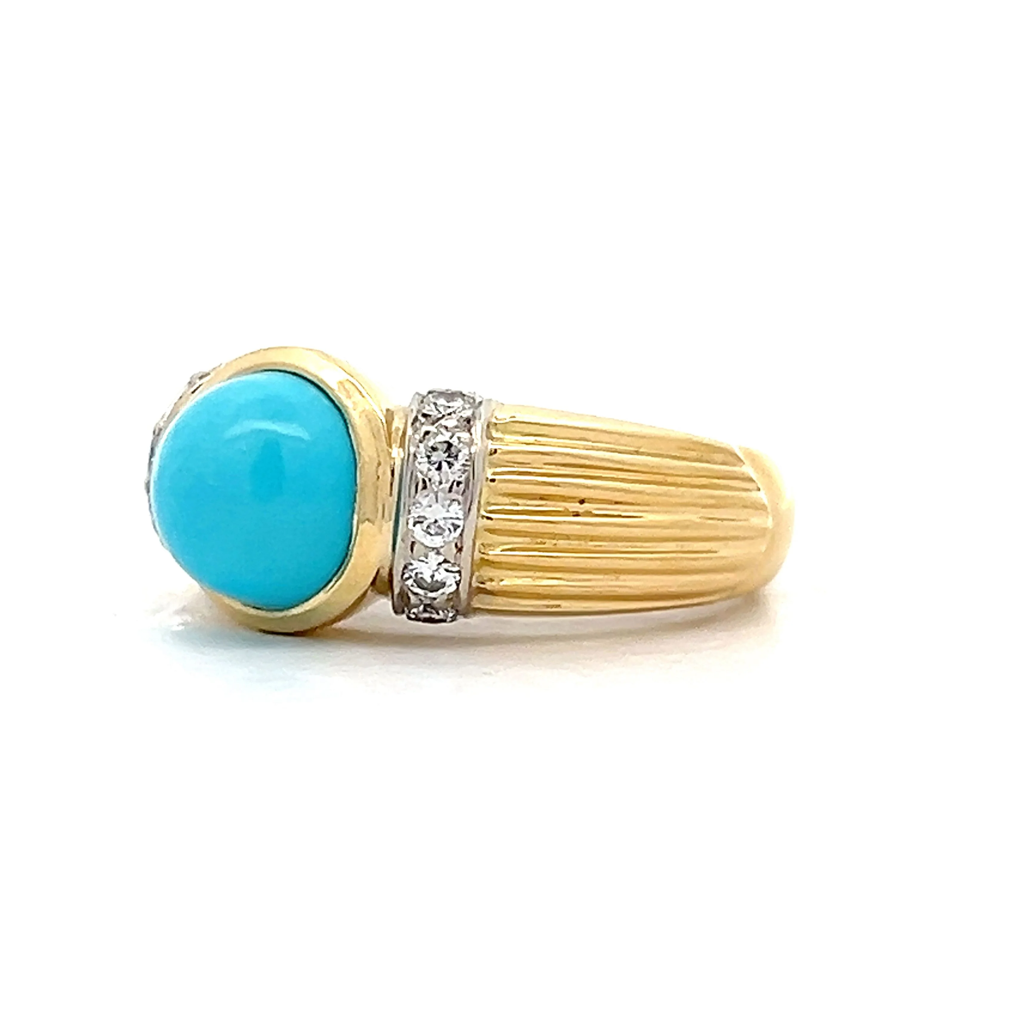 2.47 Cabochon Turquoise Cocktail Ring in 18k - Image 2