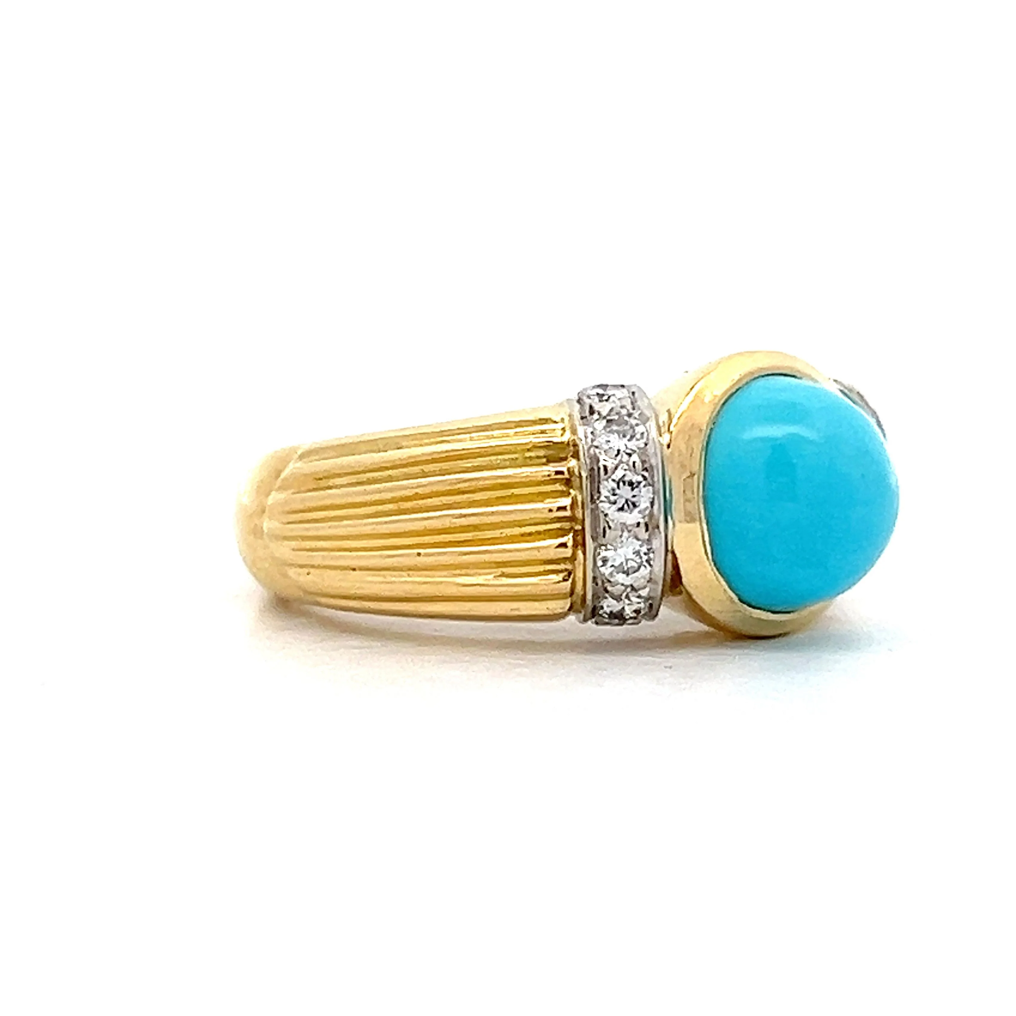 2.47 Cabochon Turquoise Cocktail Ring in 18k - Image 3