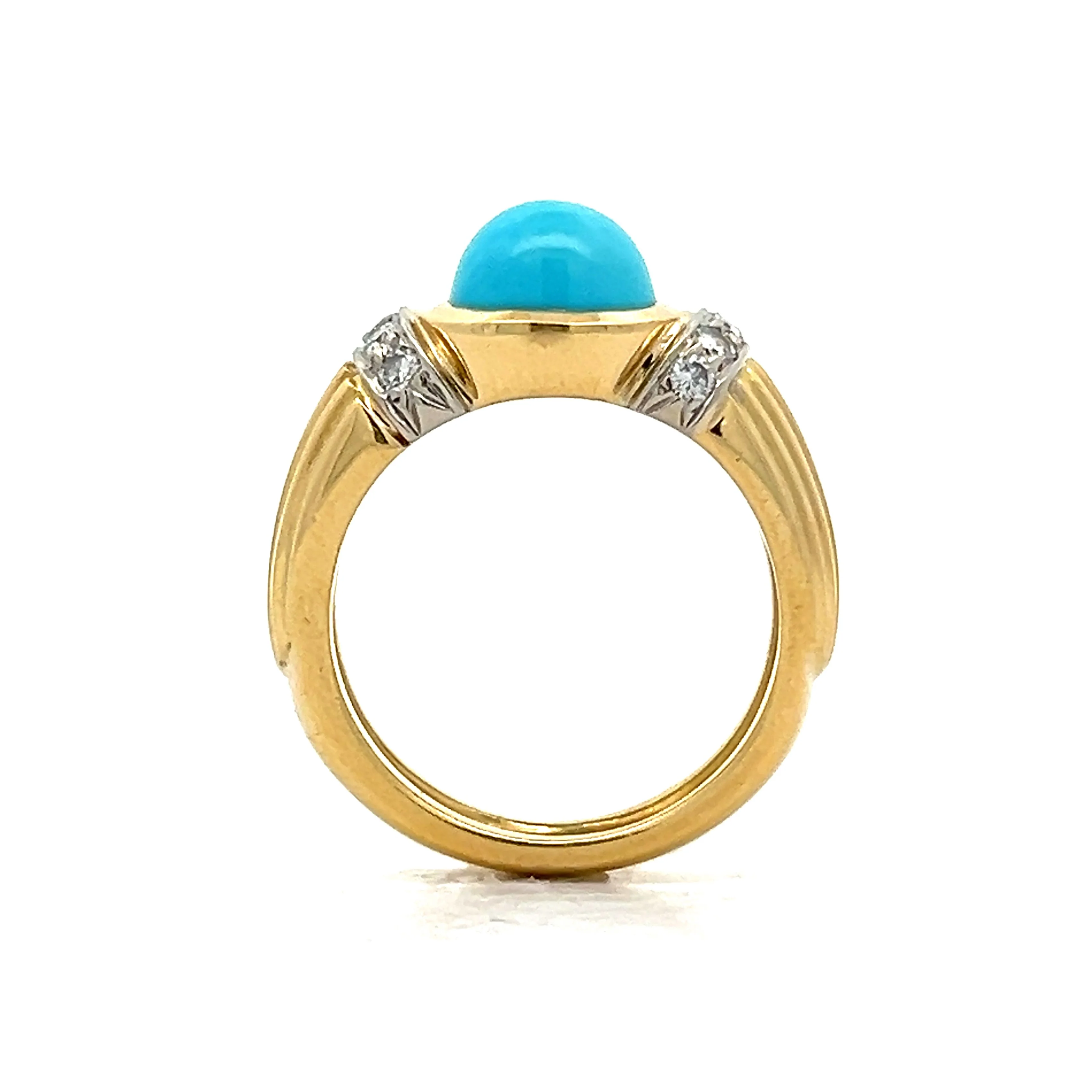 2.47 Cabochon Turquoise Cocktail Ring in 18k - Image 4