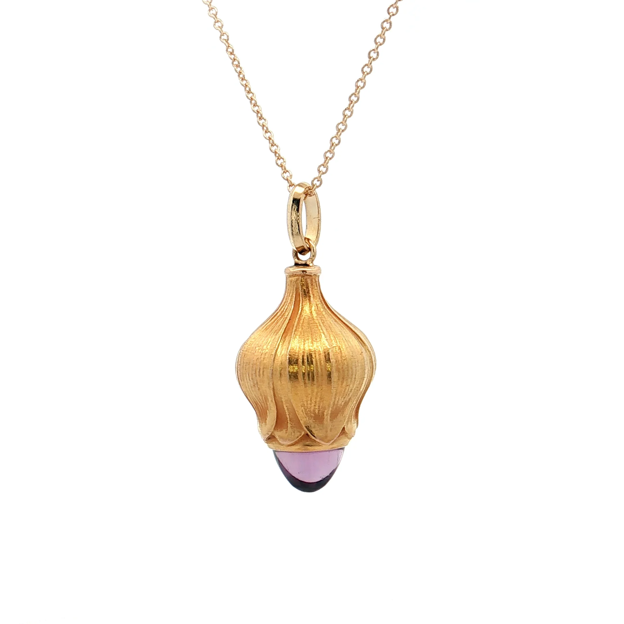 2.48 Art Nouveau Amethyst Pendant Necklace 14k - Image 2