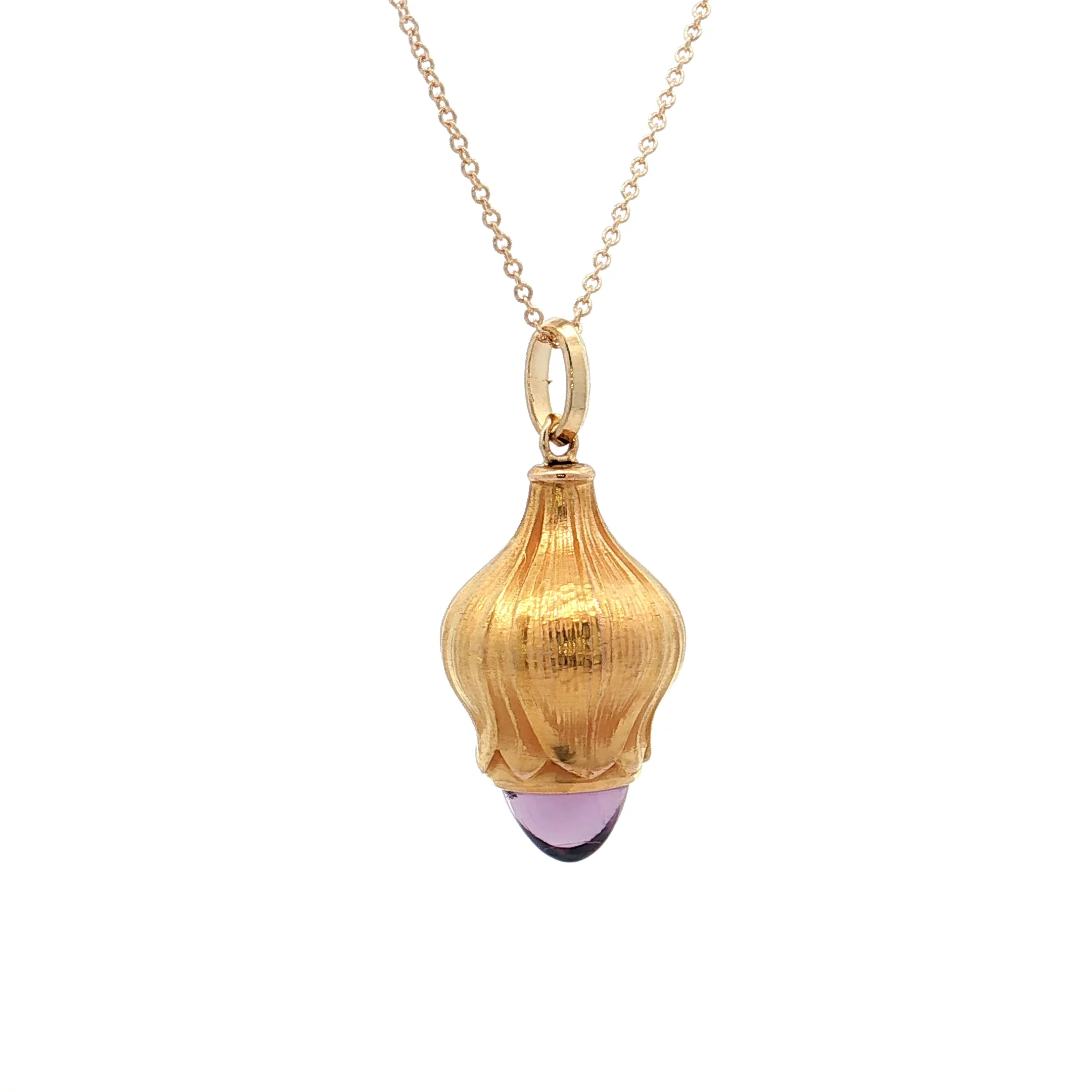 2.48 Art Nouveau Amethyst Pendant Necklace 14k - Image 3