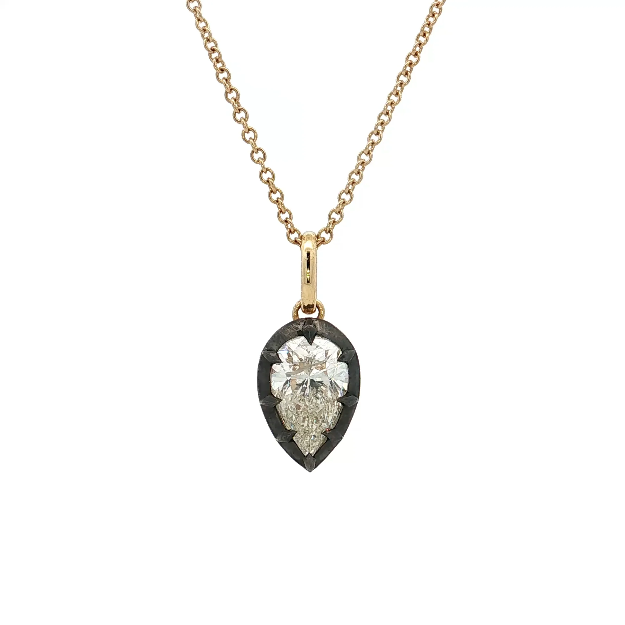 2.48 Pear Cut Diamond Pendant Necklace in 18k