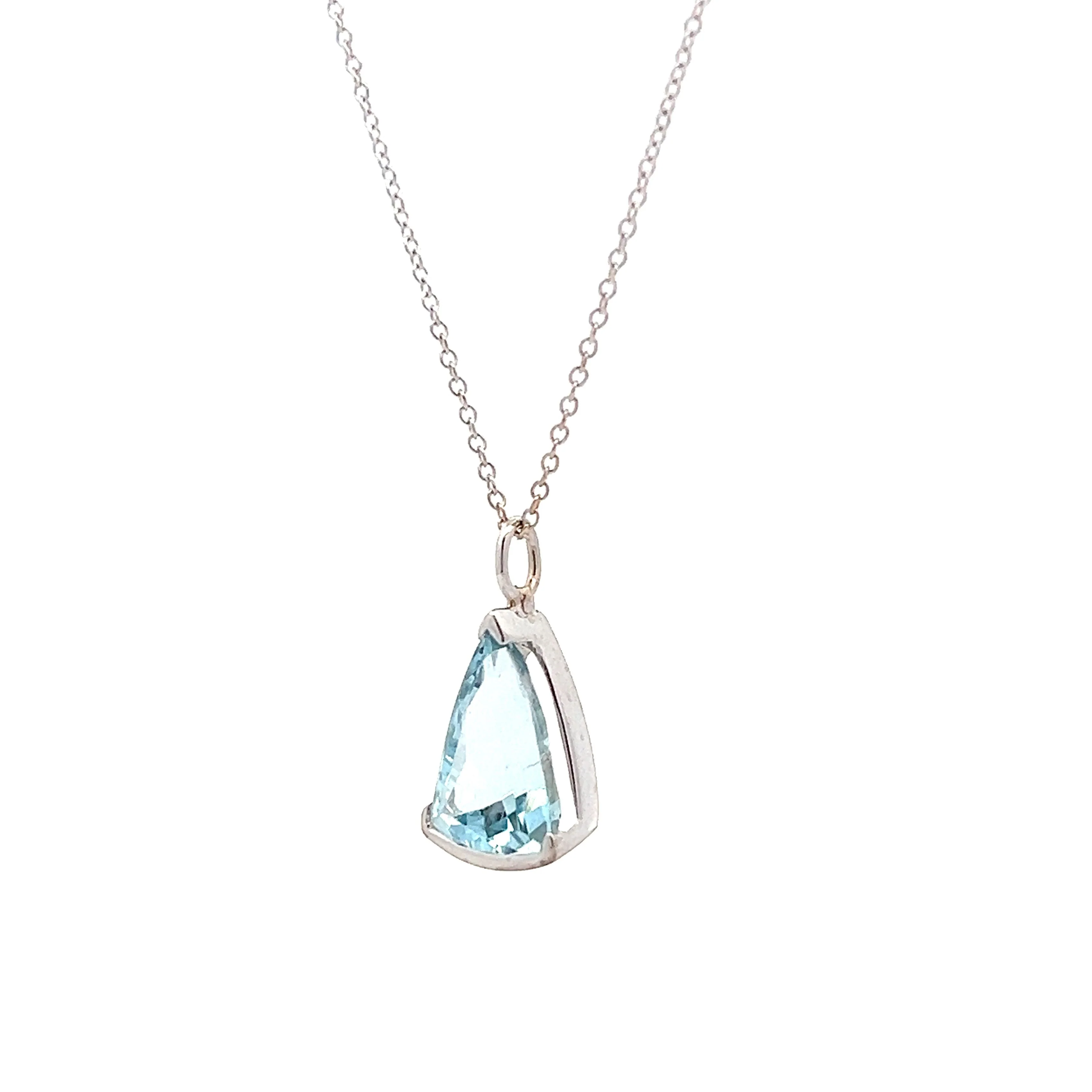 2.48 Trilliant Cut Aquamarine Pendant in 14k - Image 2