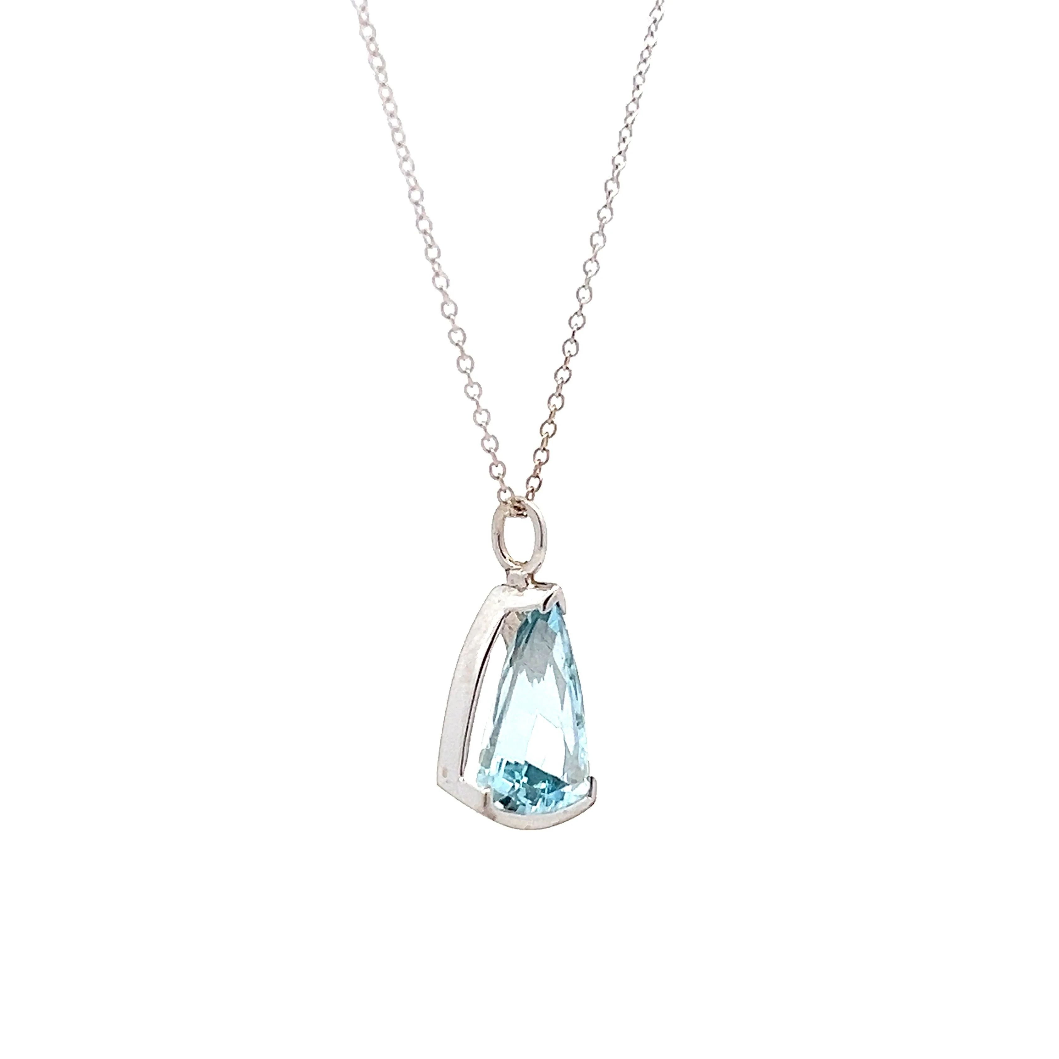 2.48 Trilliant Cut Aquamarine Pendant in 14k - Image 3