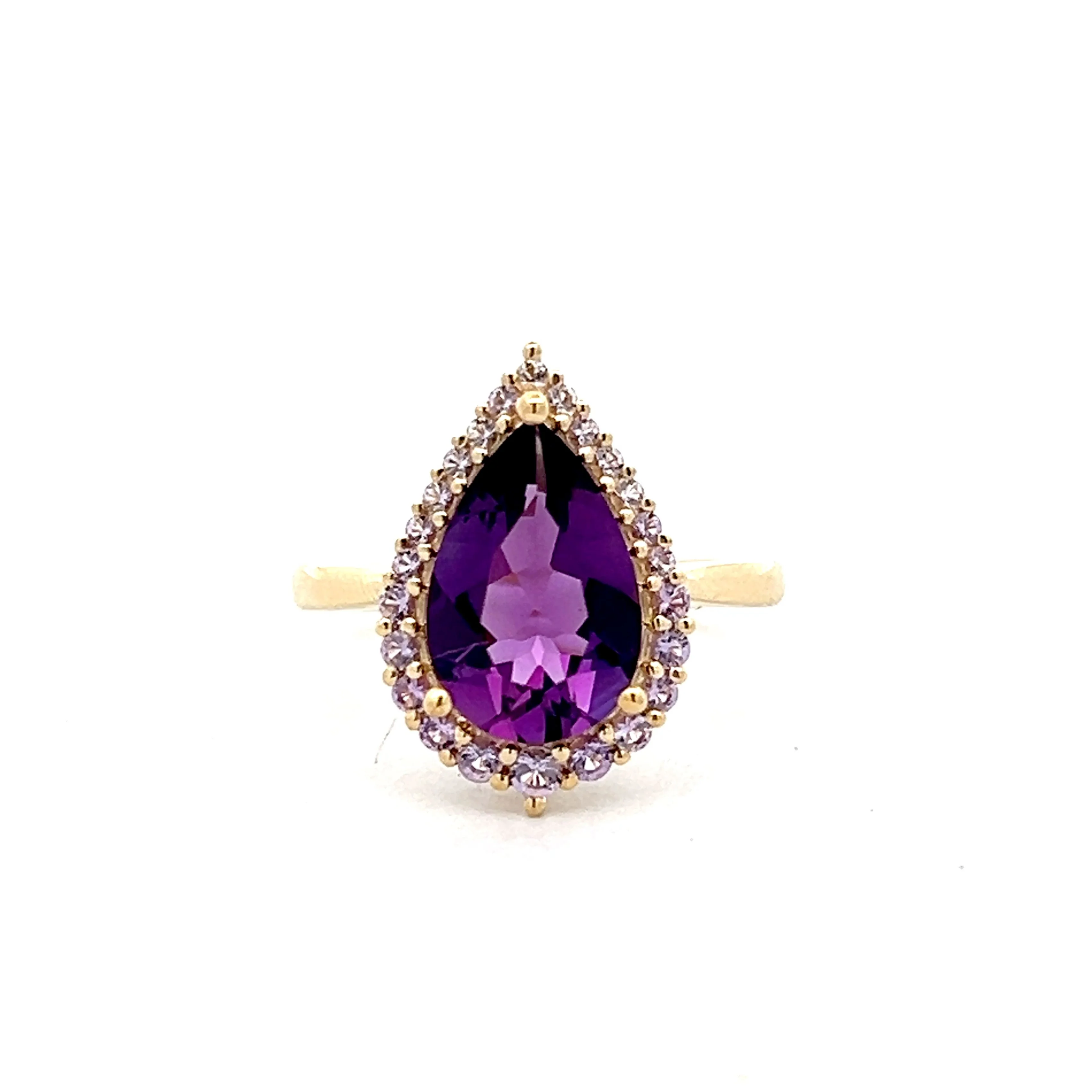 2.49 Pear Cut Amethyst Cocktail Ring in 14k