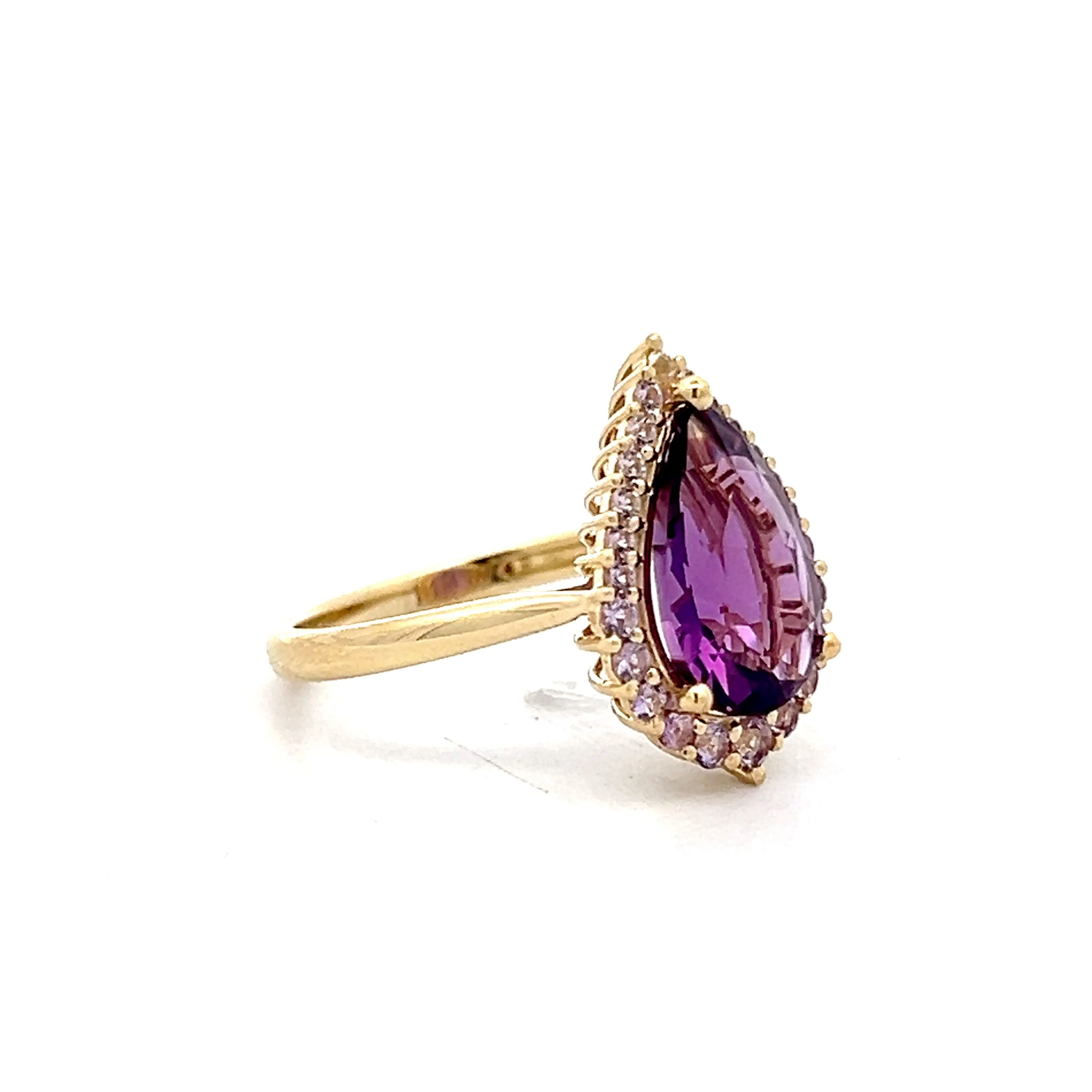 2.49 Pear Cut Amethyst Cocktail Ring in 14k - Image 3