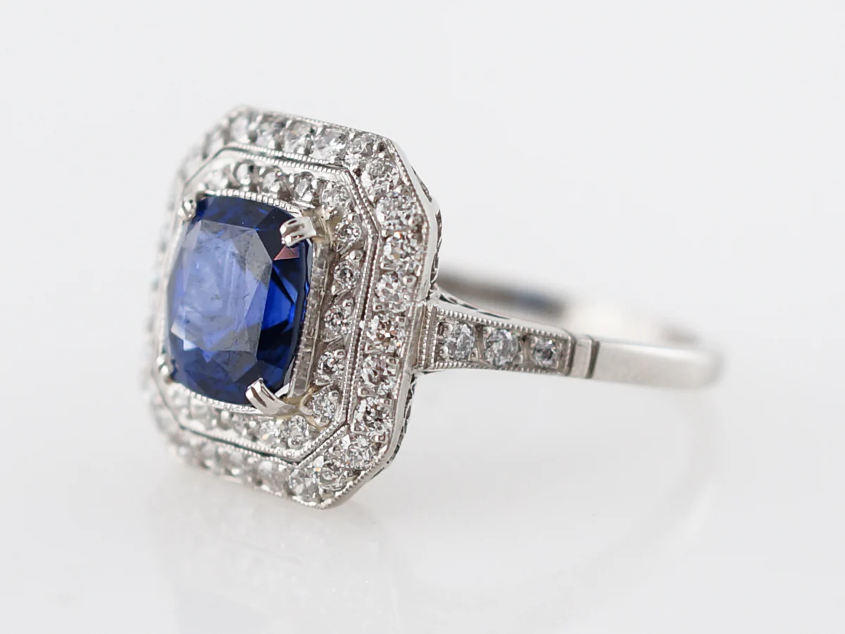2.5 Carat Cushion Sapphire & Diamond Right Hand Ring - Image 2