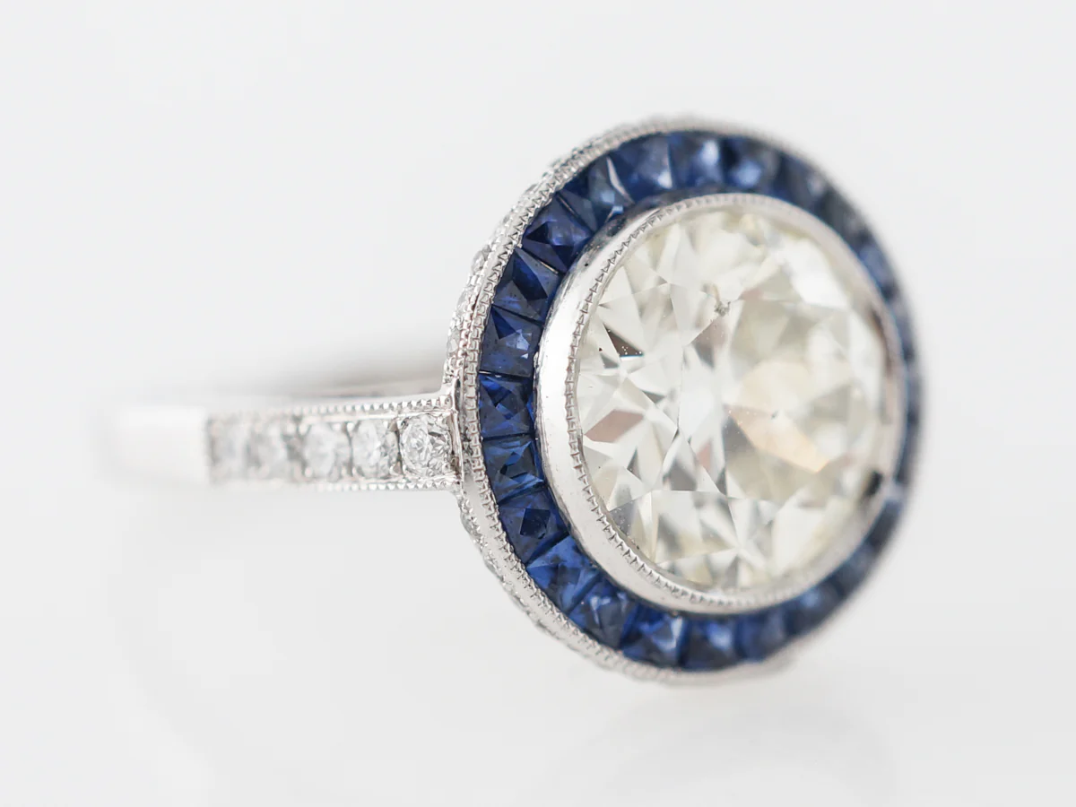 2.5 Carat European Cut Diamond w/ Sapphire Halo - Image 3