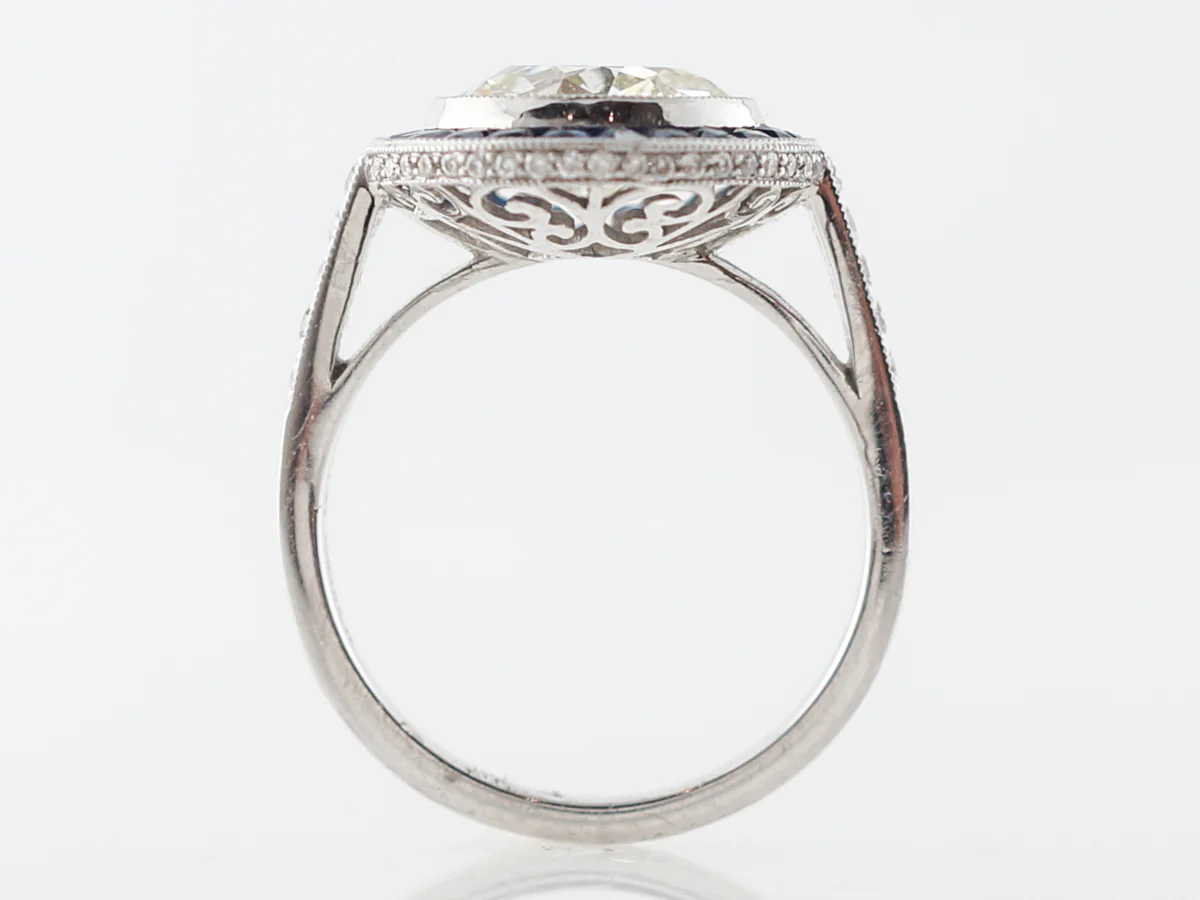 2.5 Carat European Cut Diamond w/ Sapphire Halo - Image 5