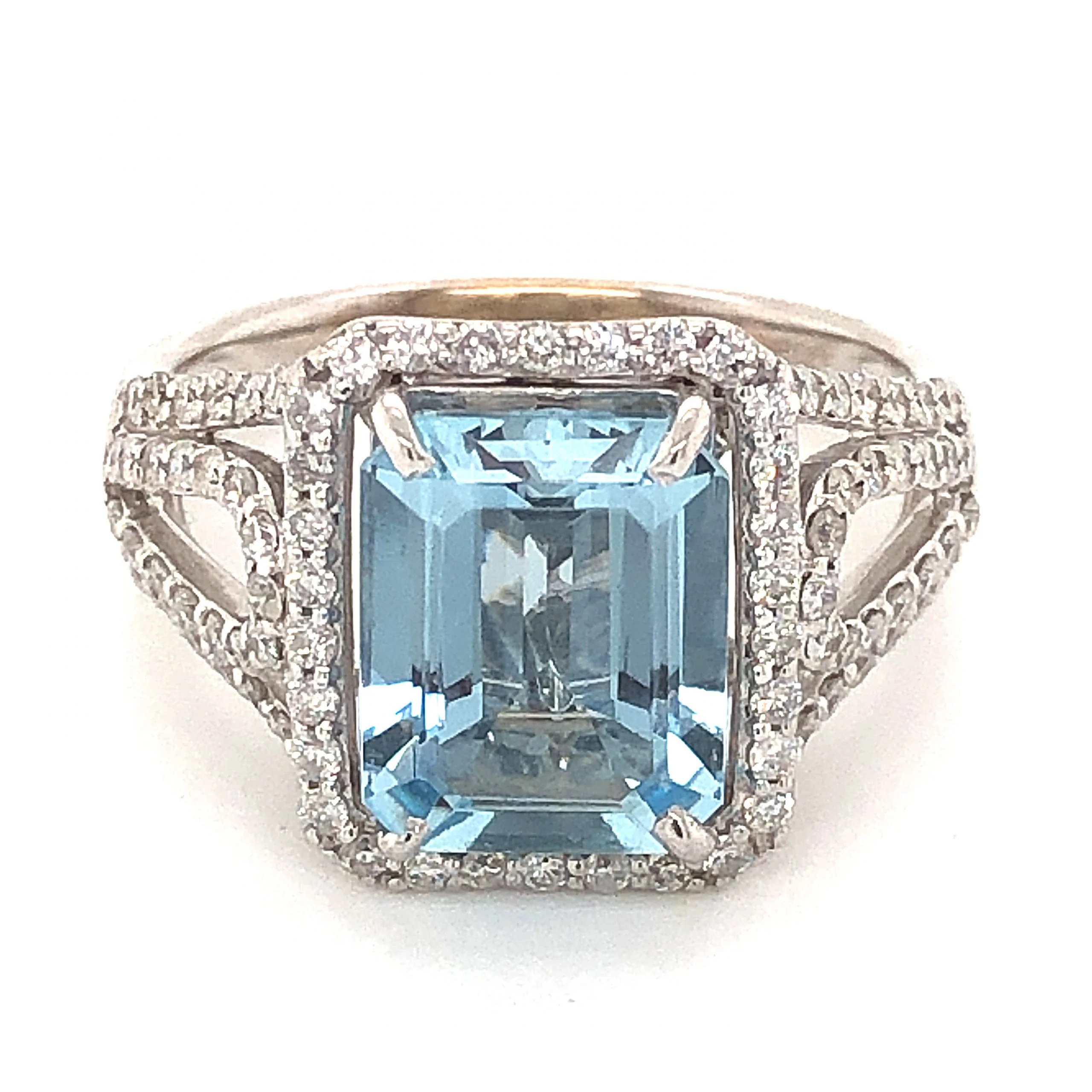 2.50 Aquamarine Ring w/ Diamond Accents in 14k White Gold