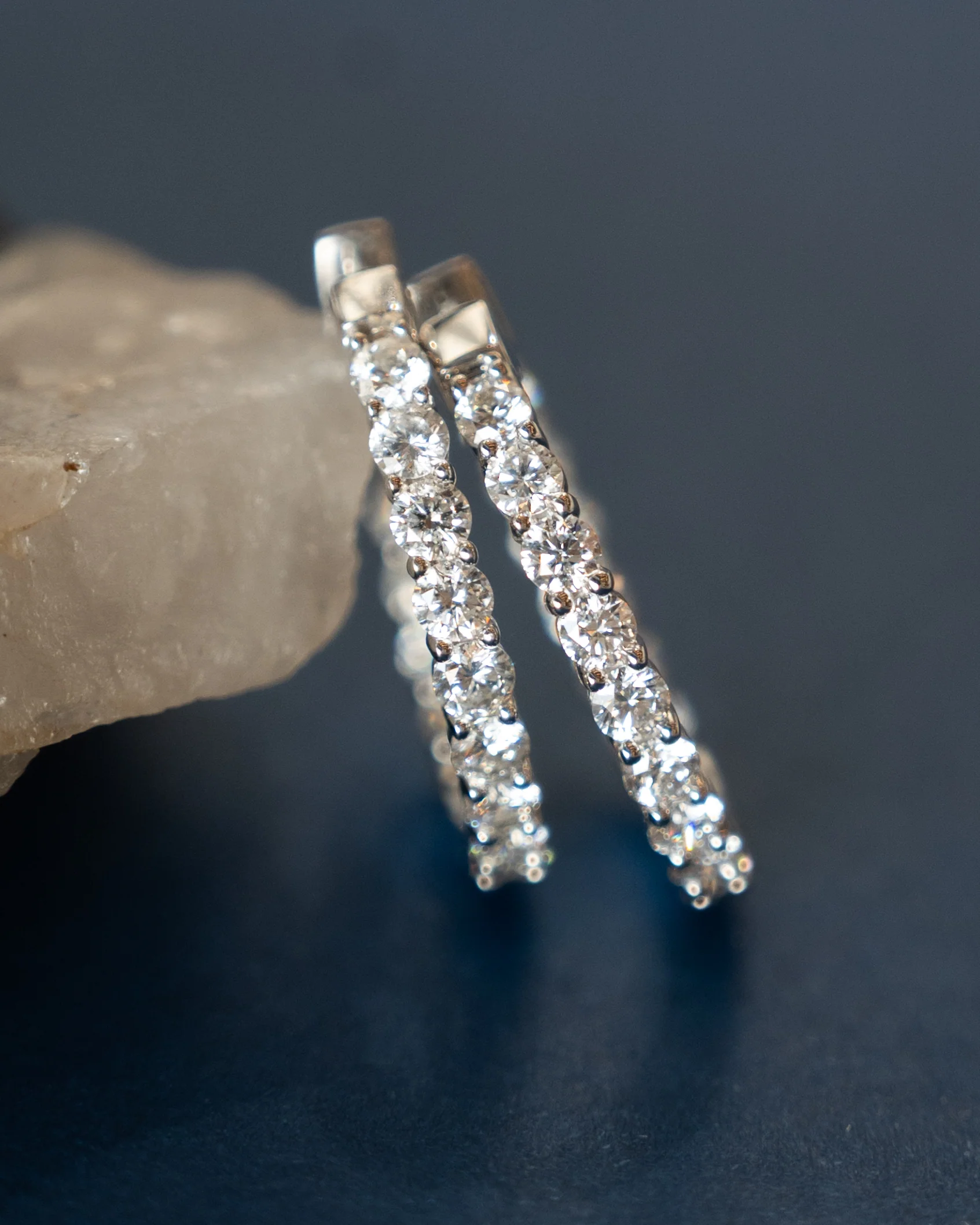 2.50 Diamond Inside-Out Hoop Earrings 14k - Image 4
