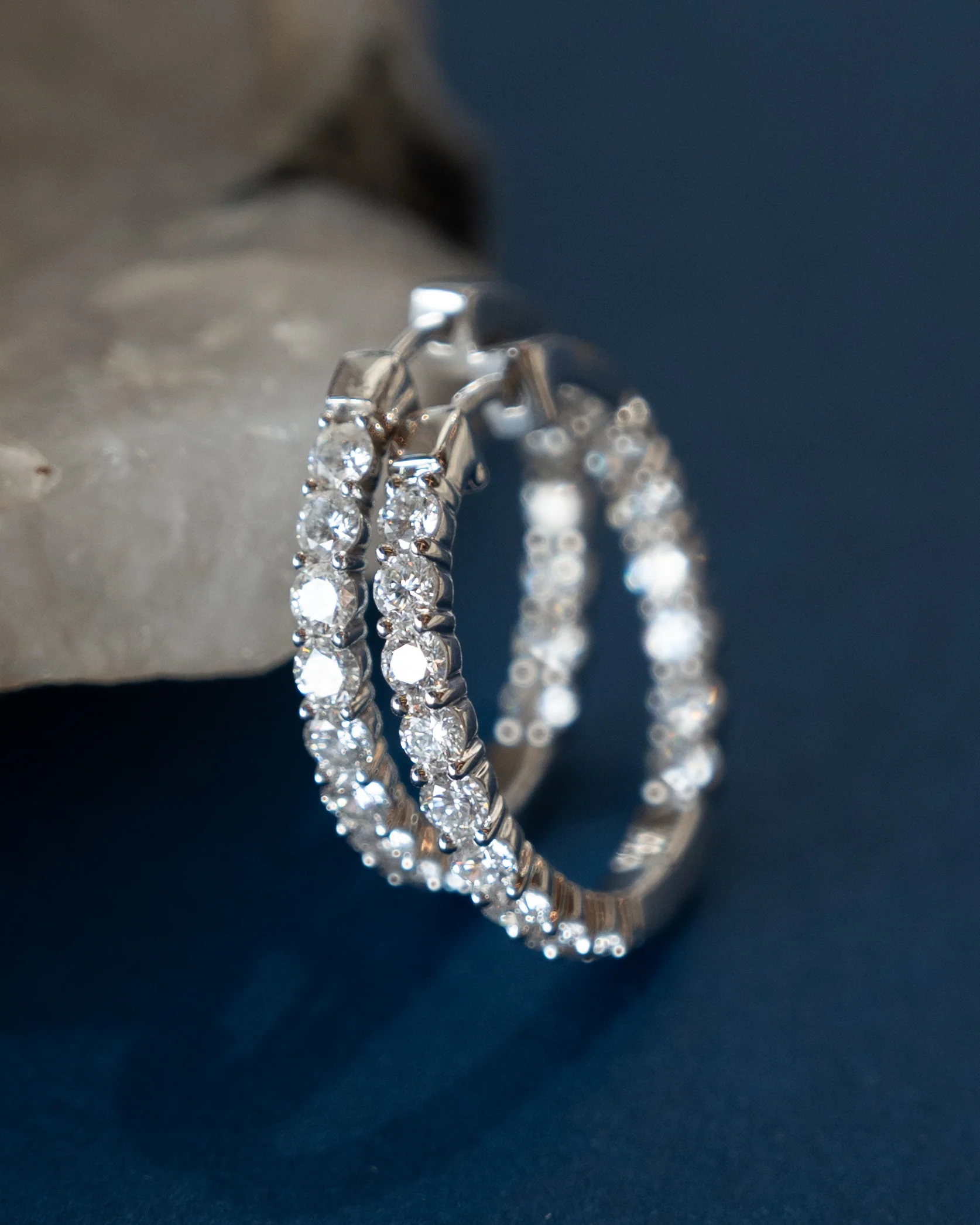 2.50 Diamond Inside-Out Hoop Earrings 14k - Image 5