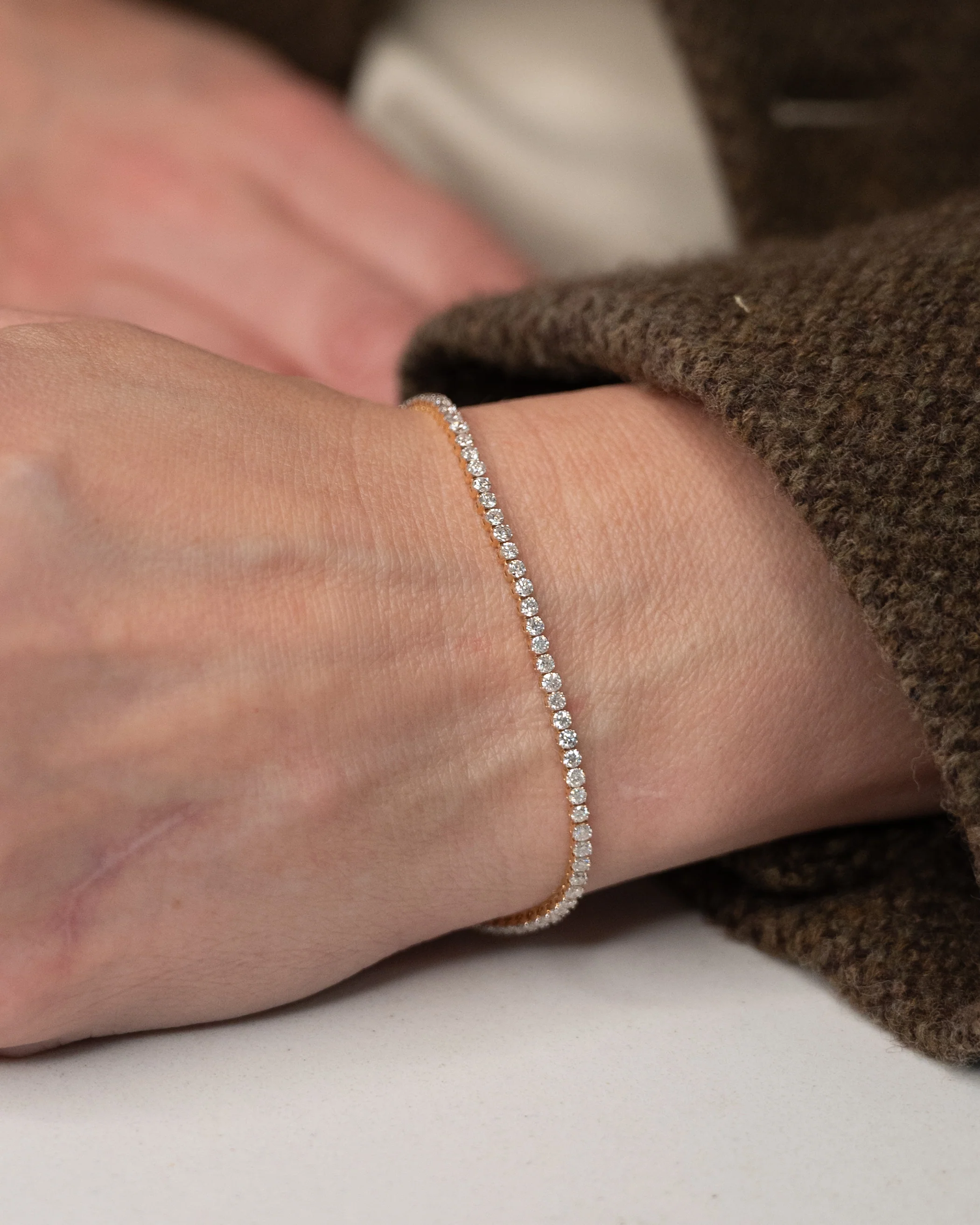 2.50 Round Brilliant Diamond Tennis Bracelet 14k - Image 6