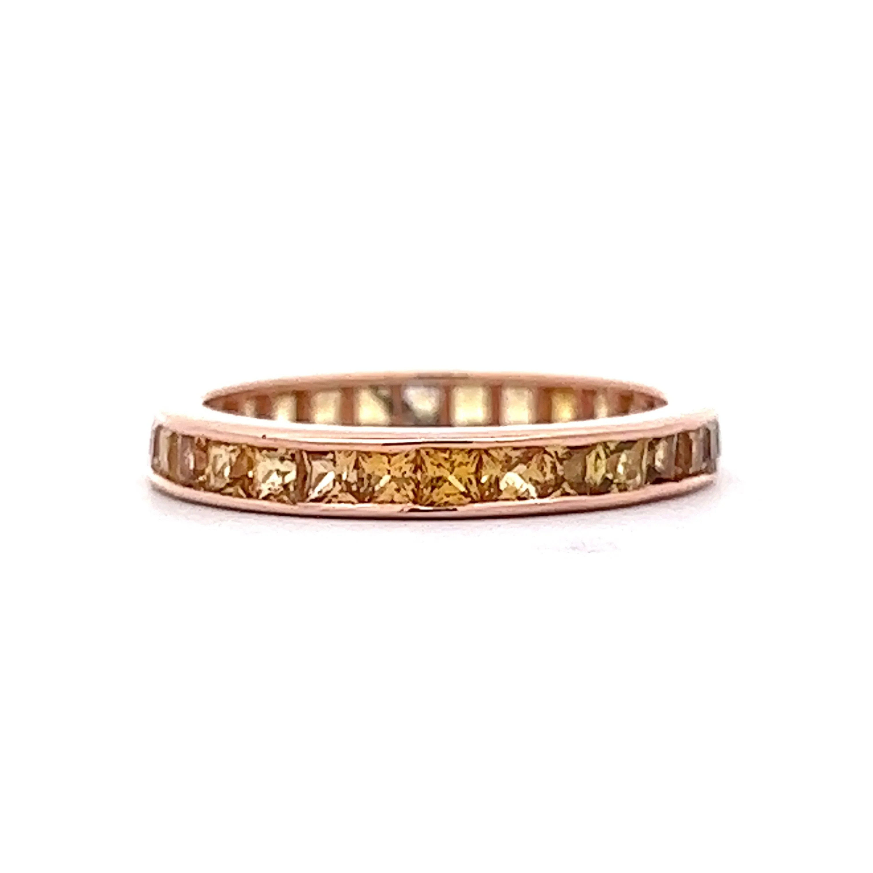 Orange & Yellow Sapphire Wedding Band in 14k Rose Gold