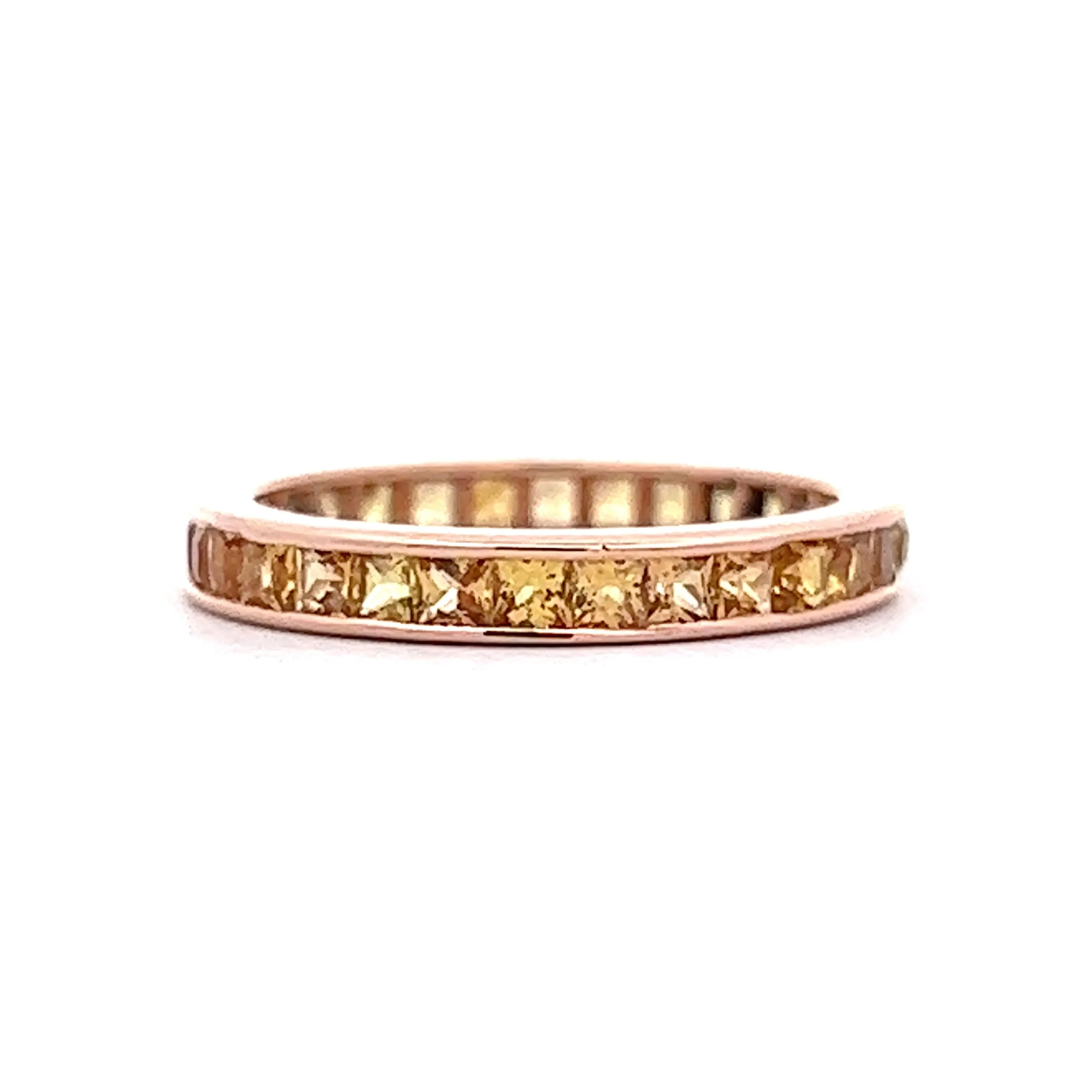 Orange & Yellow Sapphire Wedding Band in 14k Rose Gold - Image 2