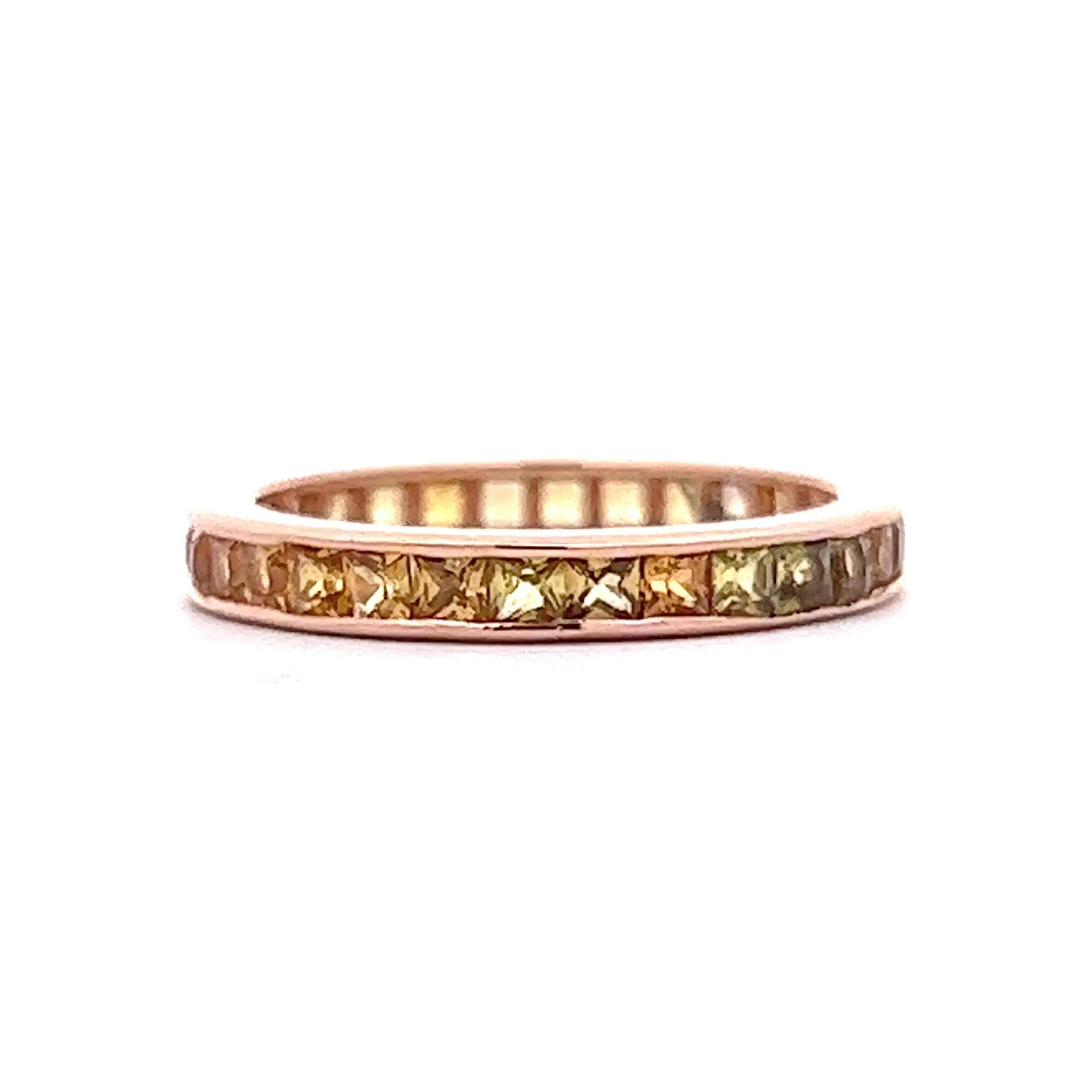 Orange & Yellow Sapphire Wedding Band in 14k Rose Gold - Image 3