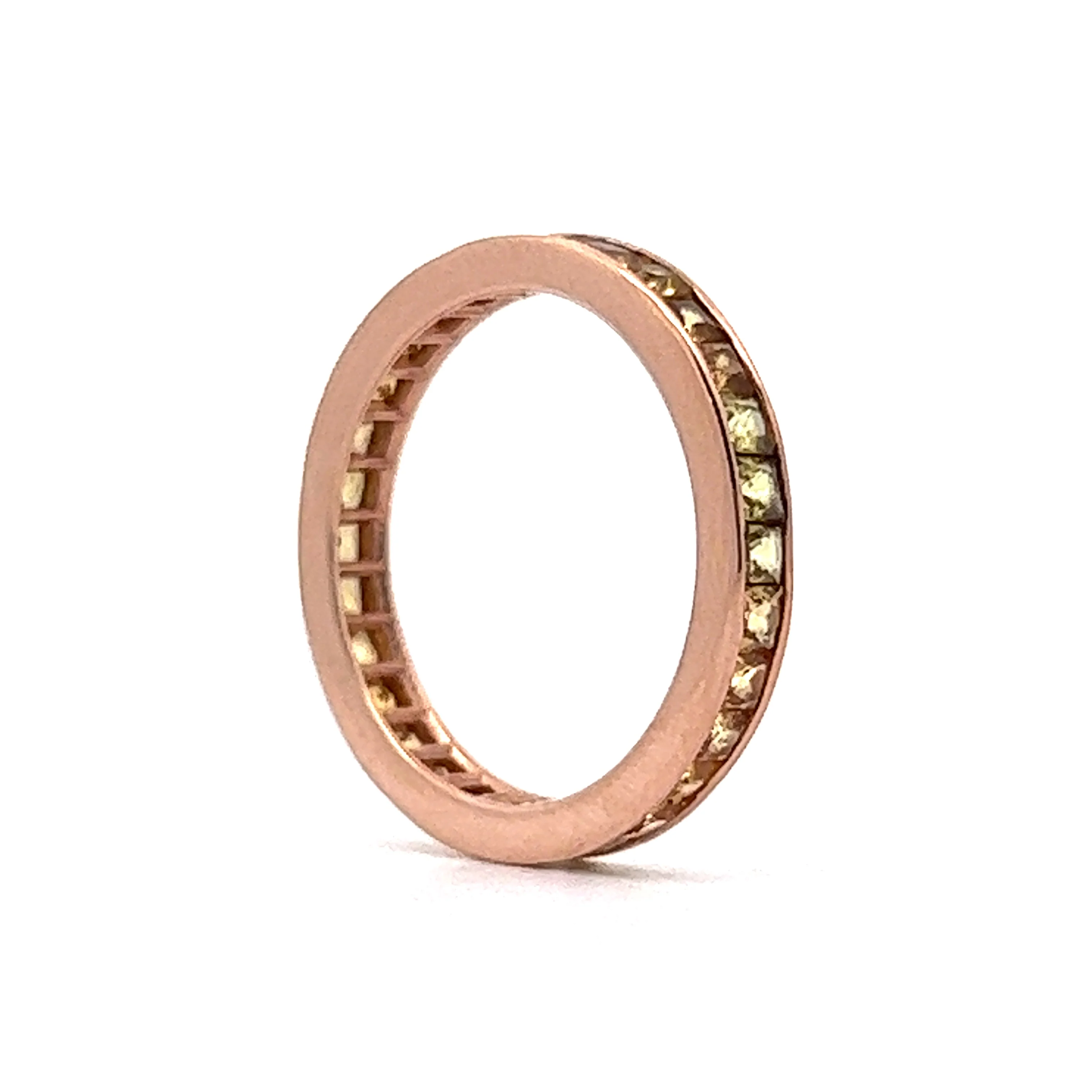 Orange & Yellow Sapphire Wedding Band in 14k Rose Gold - Image 5