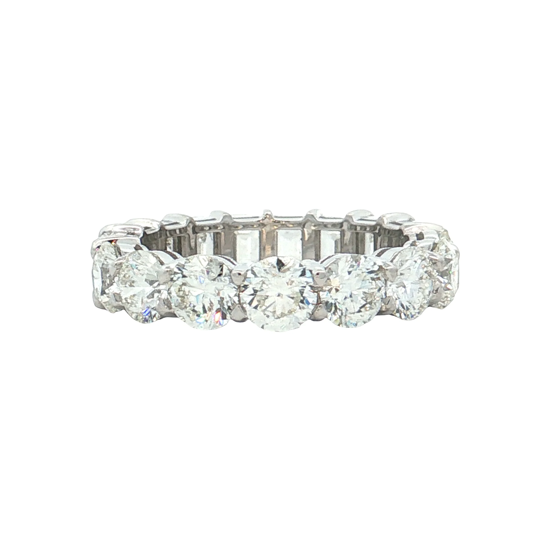 2.51 GIA Round & Emerald Diamond Eternity Band 14k - Image 3