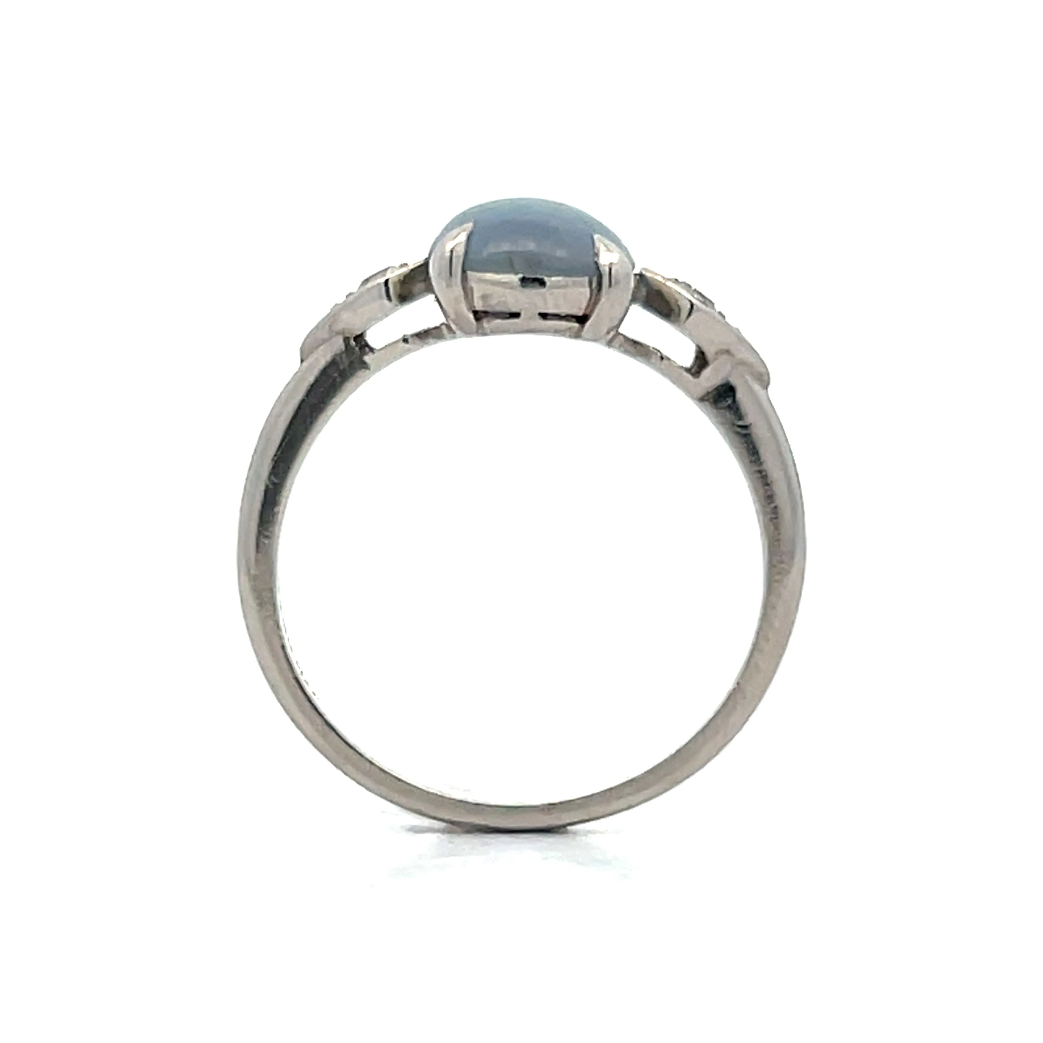 2.52 Art Deco Oval Cabochon Star Sapphire in Platinum - Image 4