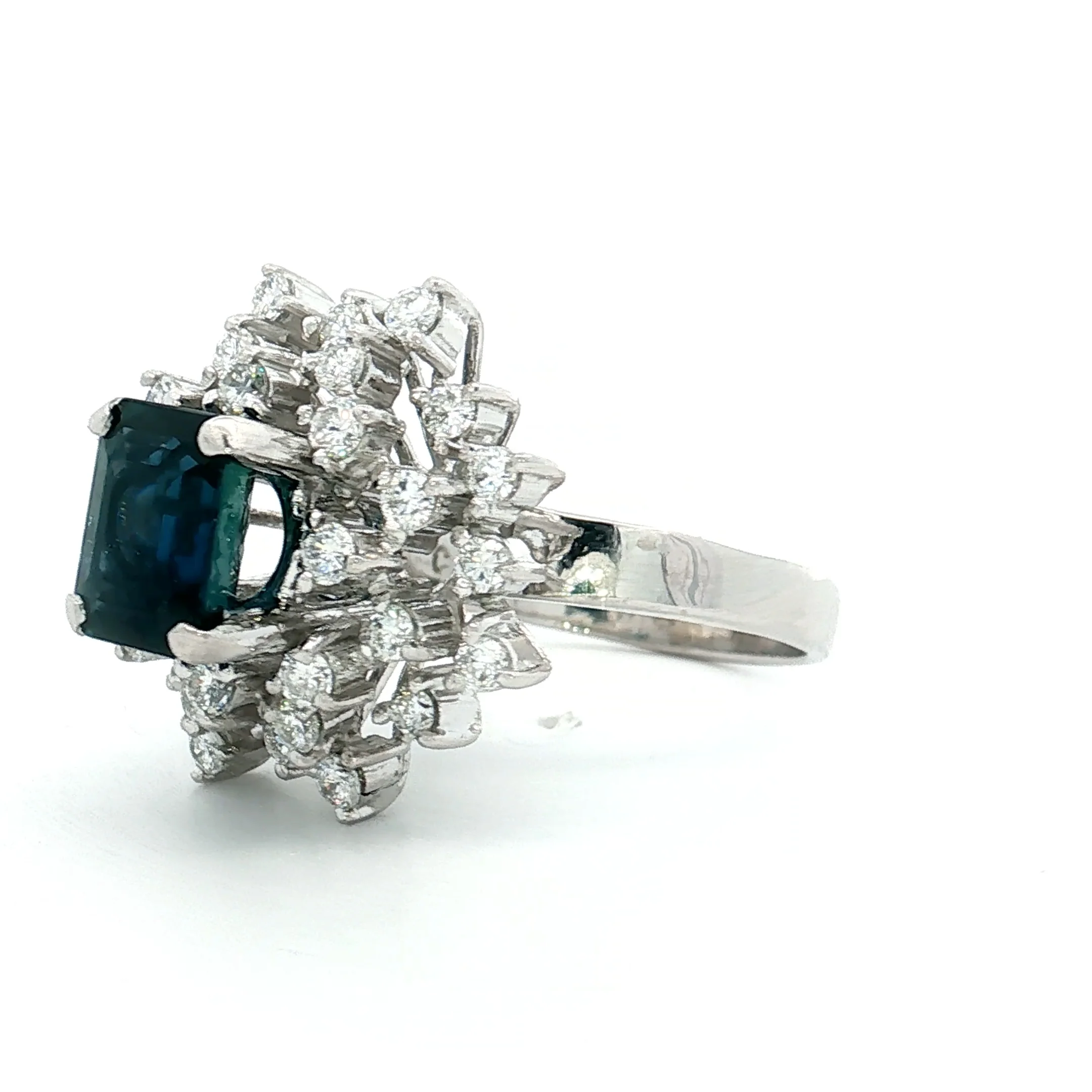 2.53 Blue Sapphire & Diamond Cocktail Ring 10k White Gold - Image 2