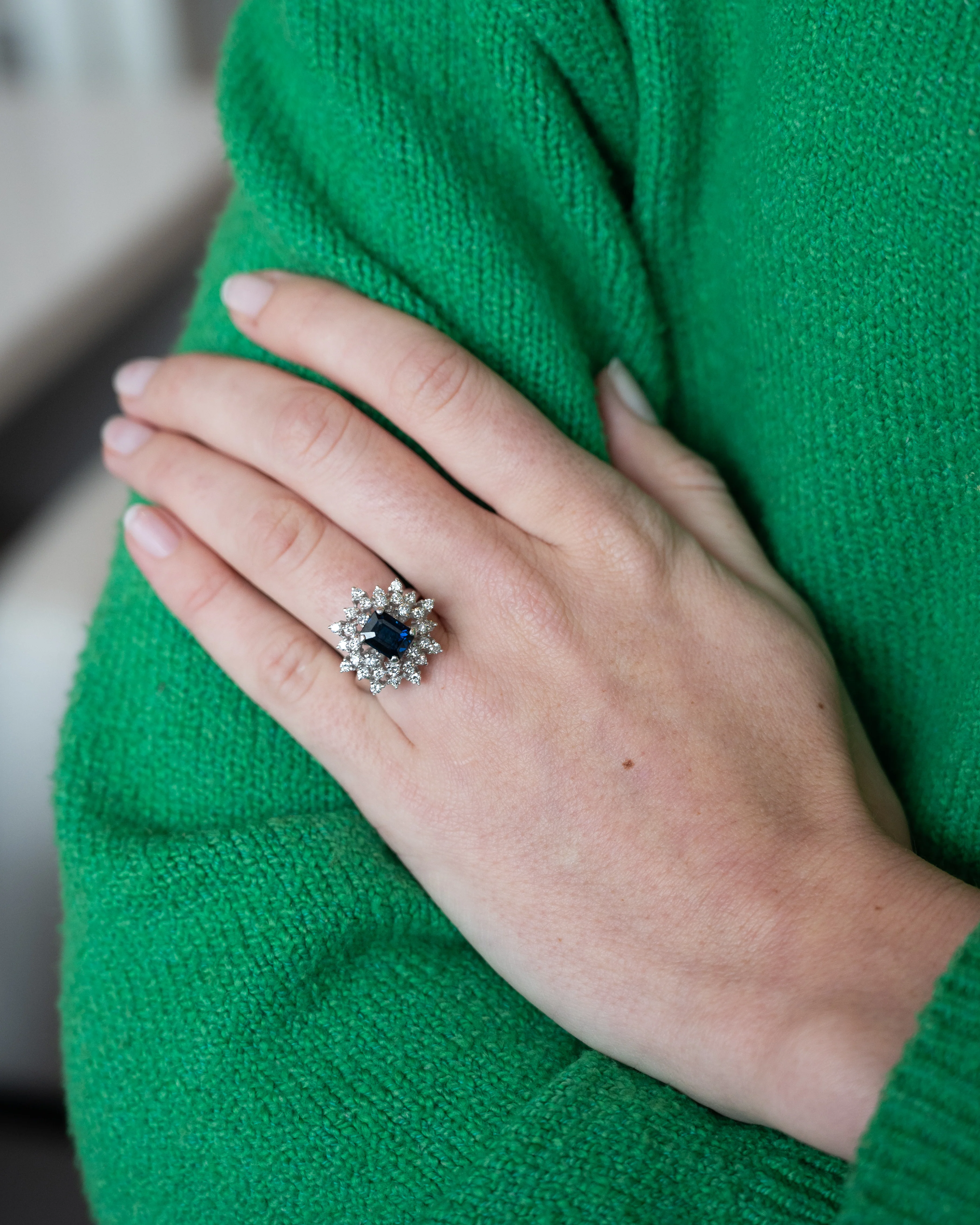 2.53 Blue Sapphire & Diamond Cocktail Ring 10k White Gold - Image 6