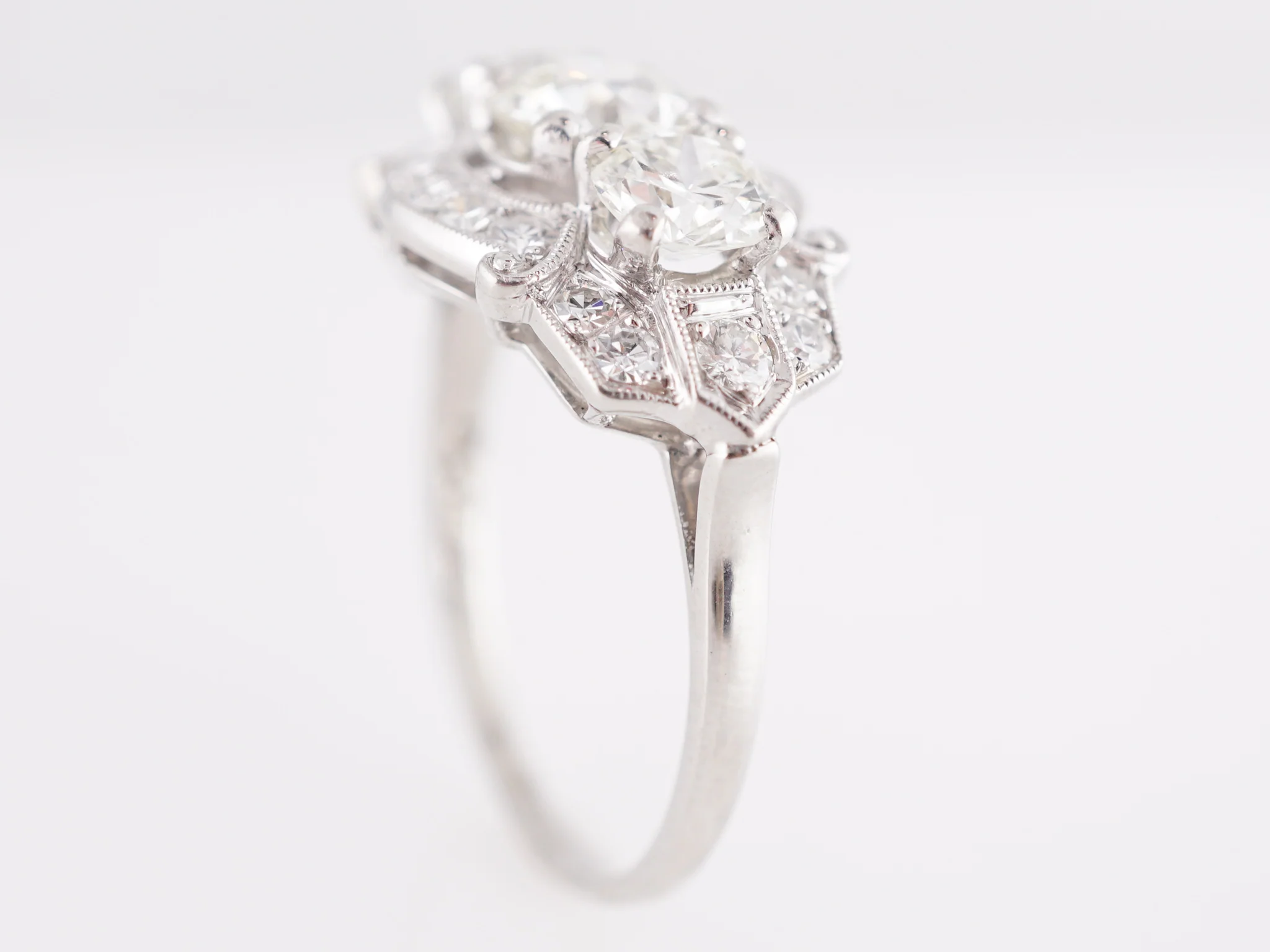 2.54 Vintage Three Stone Engagement Ring in Platinum - Image 5