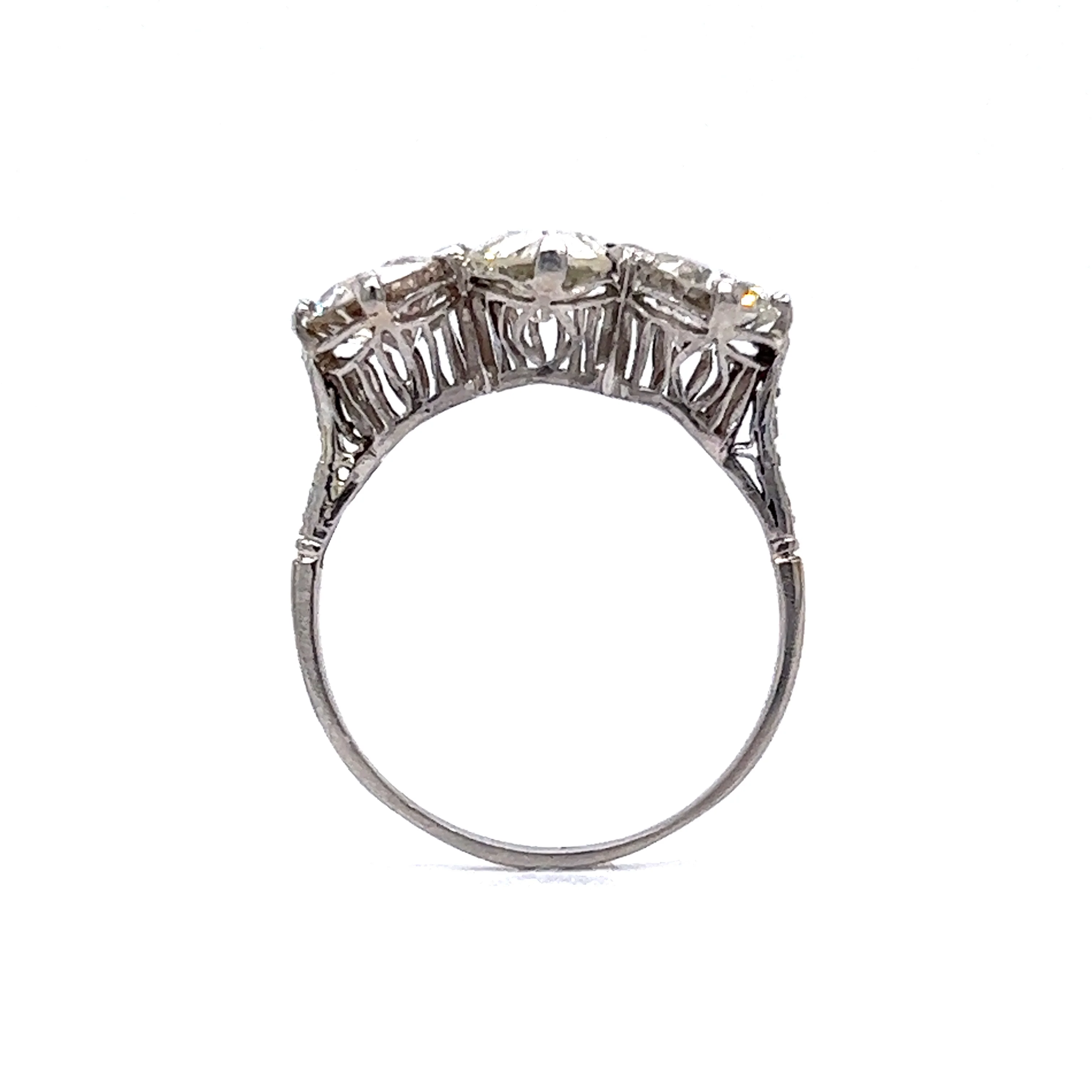 2.55 Vintage Three Stone Diamond Engagement Ring in 14k White Gold - Image 4